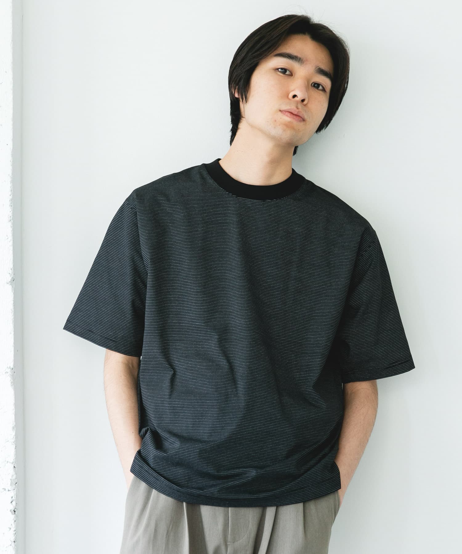 『吸水速乾/接触冷感/イージーケア』クイックドライ ショートスリーブTシャツ BLKxWHT S