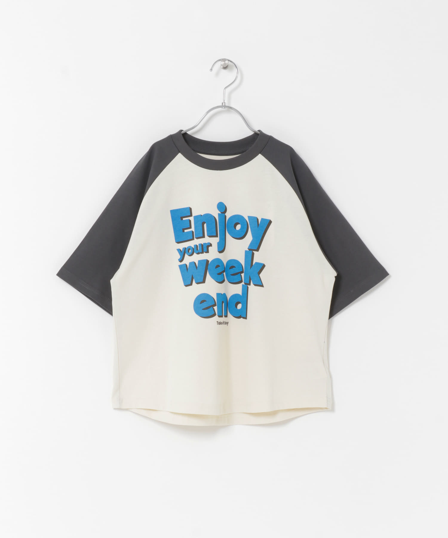 ロゴプリントラグランTシャツ(KIDS) CHARCOAL 120(115-125)