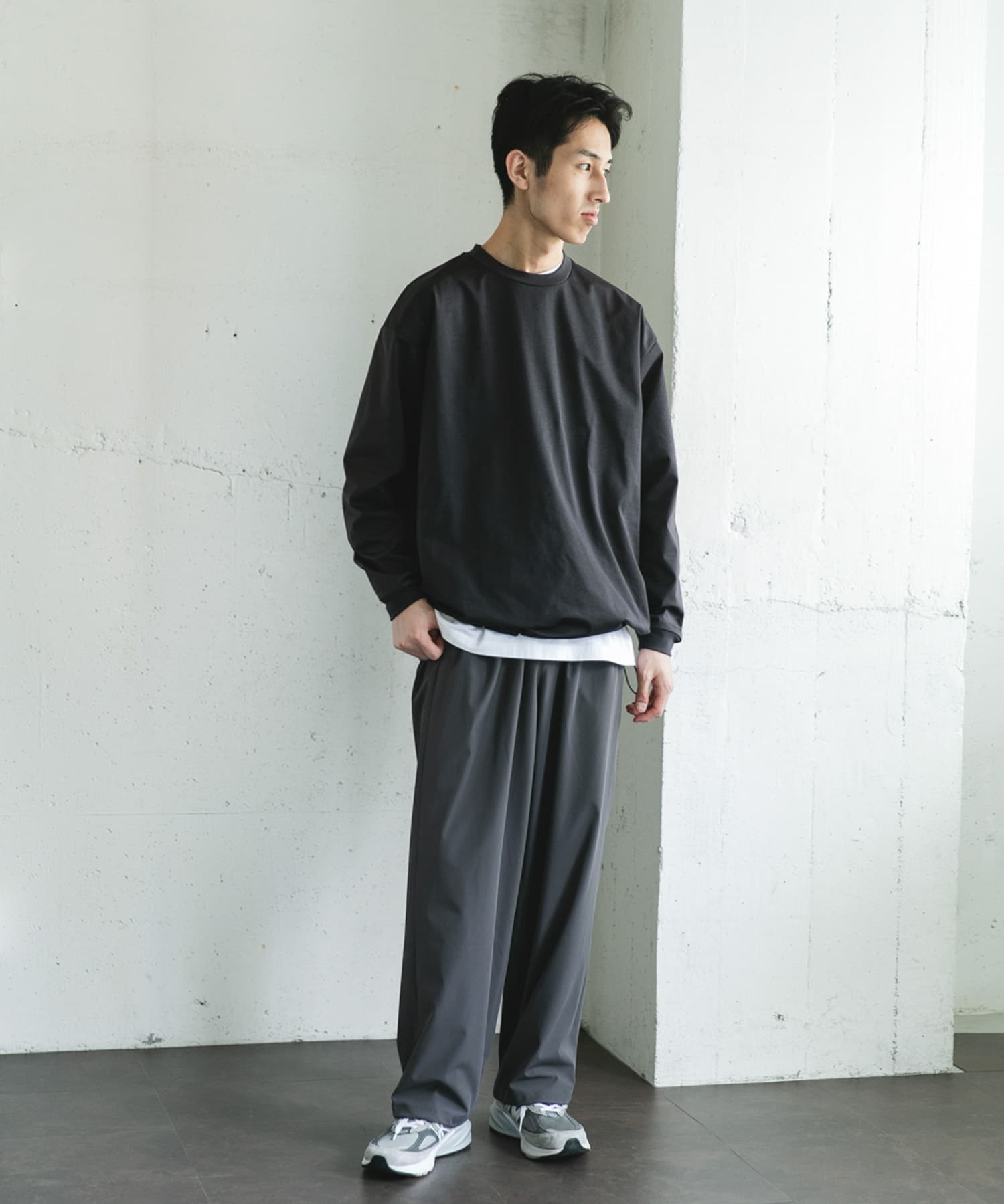 URD Drawstring Long-Sleeve T-shirts CHARCOAL M