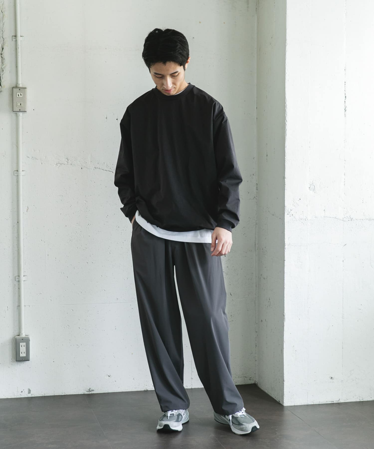 URD Drawstring Long-Sleeve T-shirts CHARCOAL M