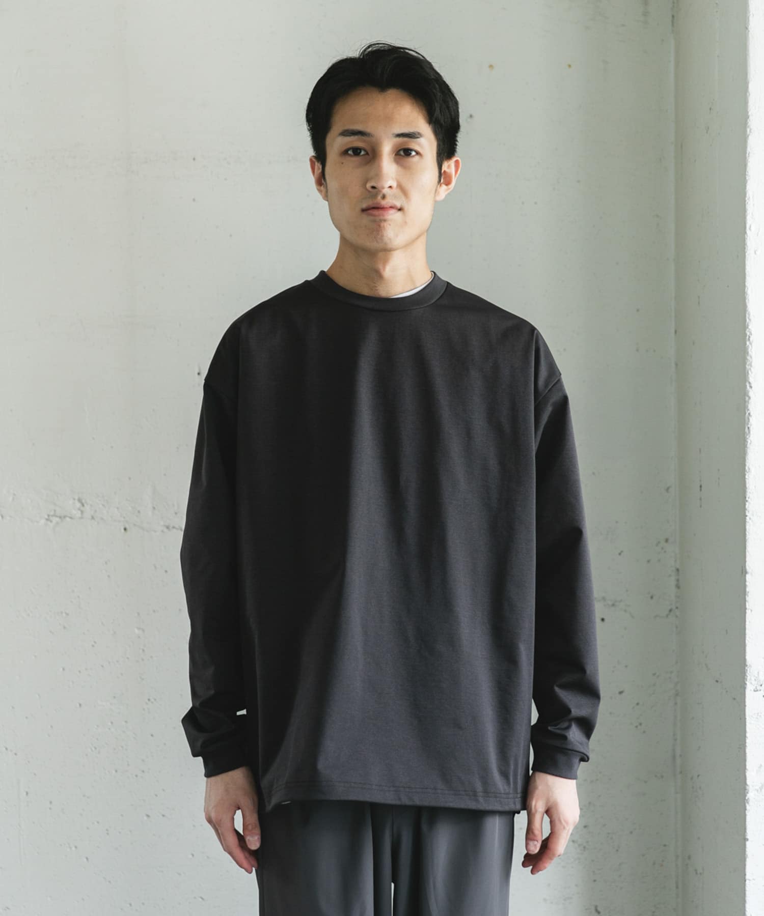 URD Drawstring Long-Sleeve T-shirts CHARCOAL M