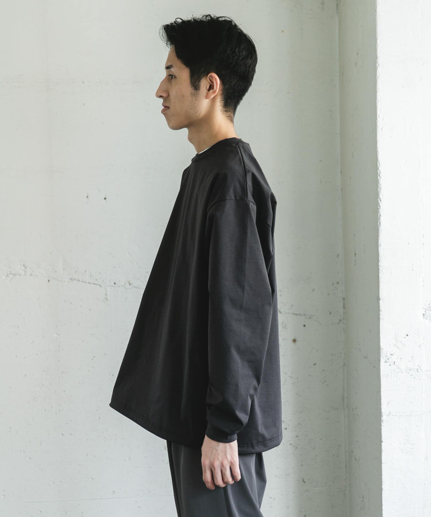 URD Drawstring Long-Sleeve T-shirts CHARCOAL M