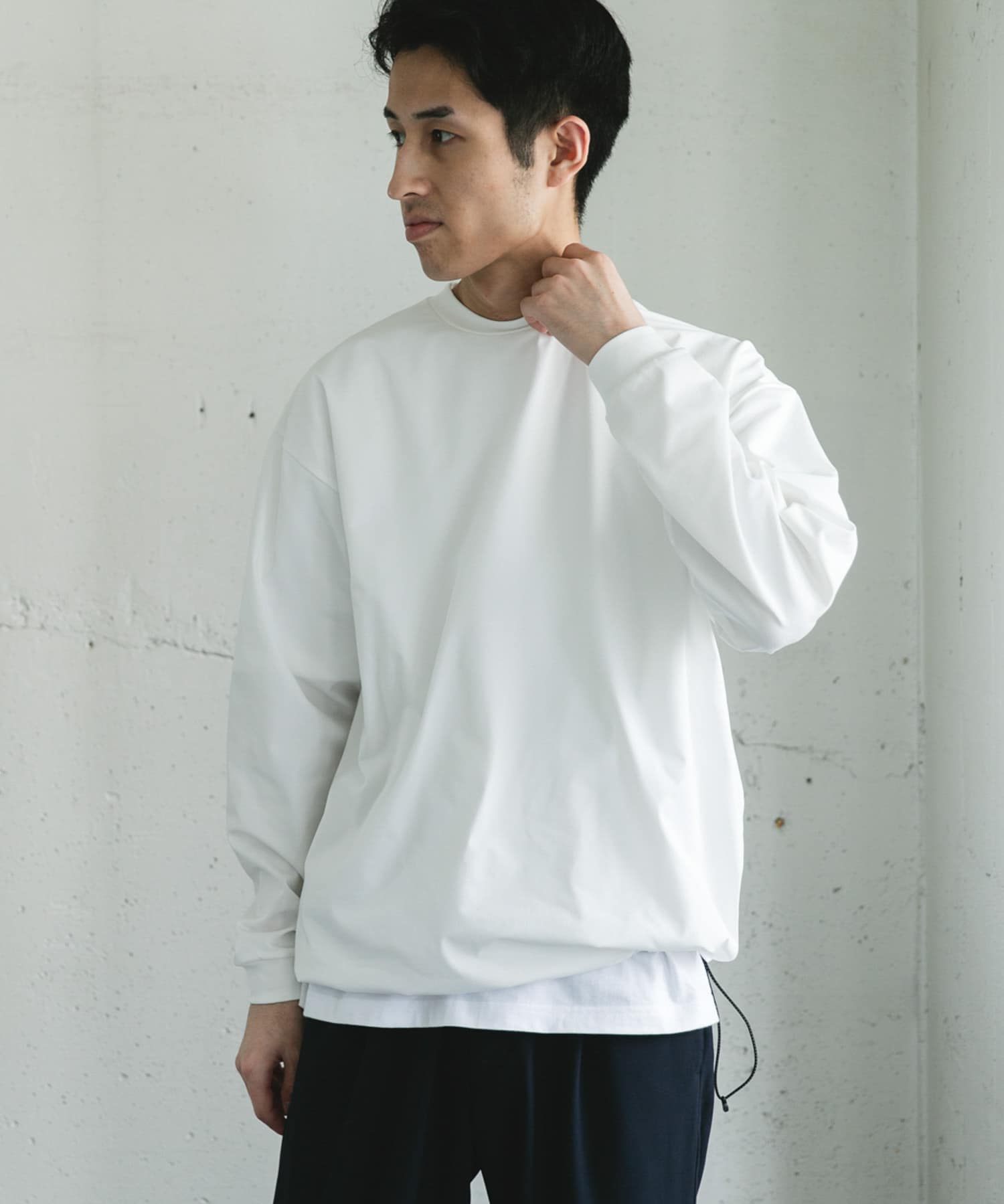 URD Drawstring Long-Sleeve T-shirts WHITE M