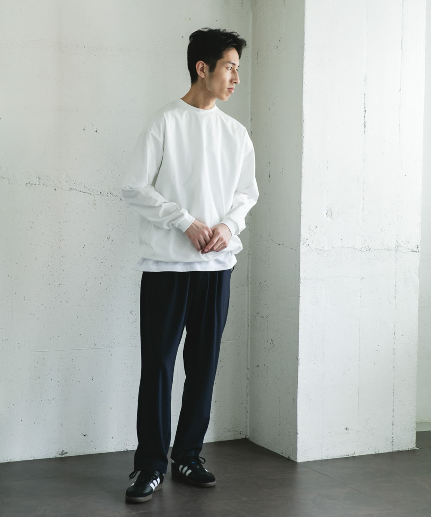 URD Drawstring Long-Sleeve T-shirts WHITE M
