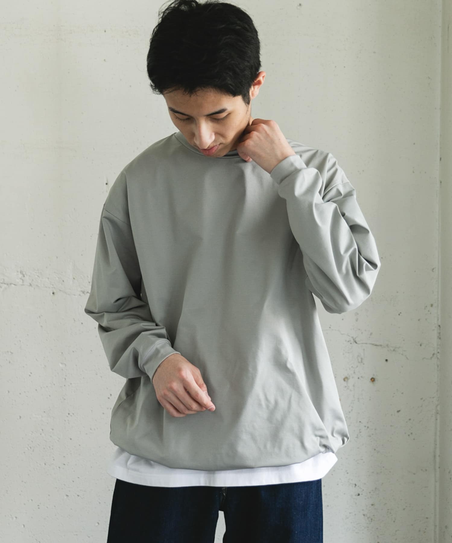 URD Drawstring Long-Sleeve T-shirts GRAY M