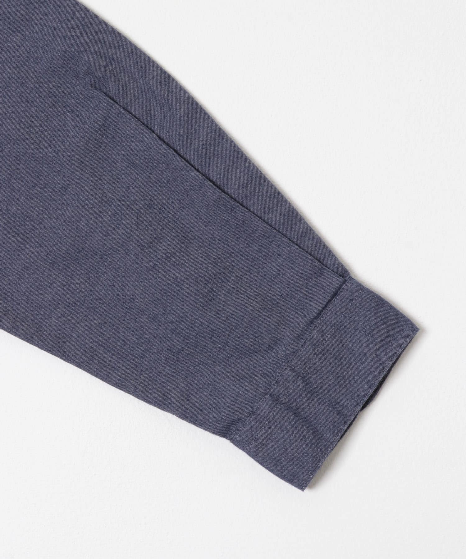 ピーチ起毛 バンドカラー ロングスリーブシャツ NAVY M