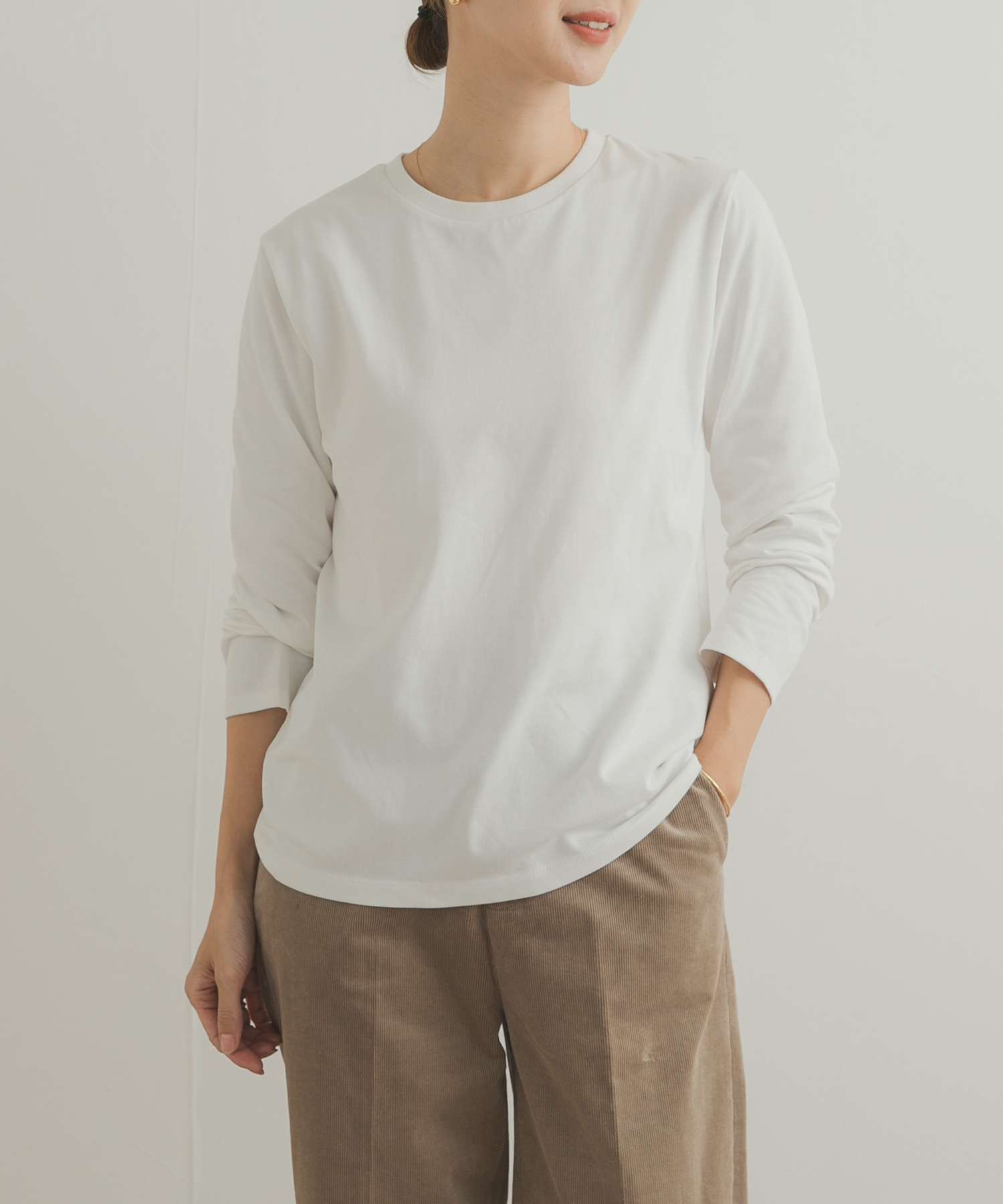 Grow Organic クルーネックロングスリーブTシャツ