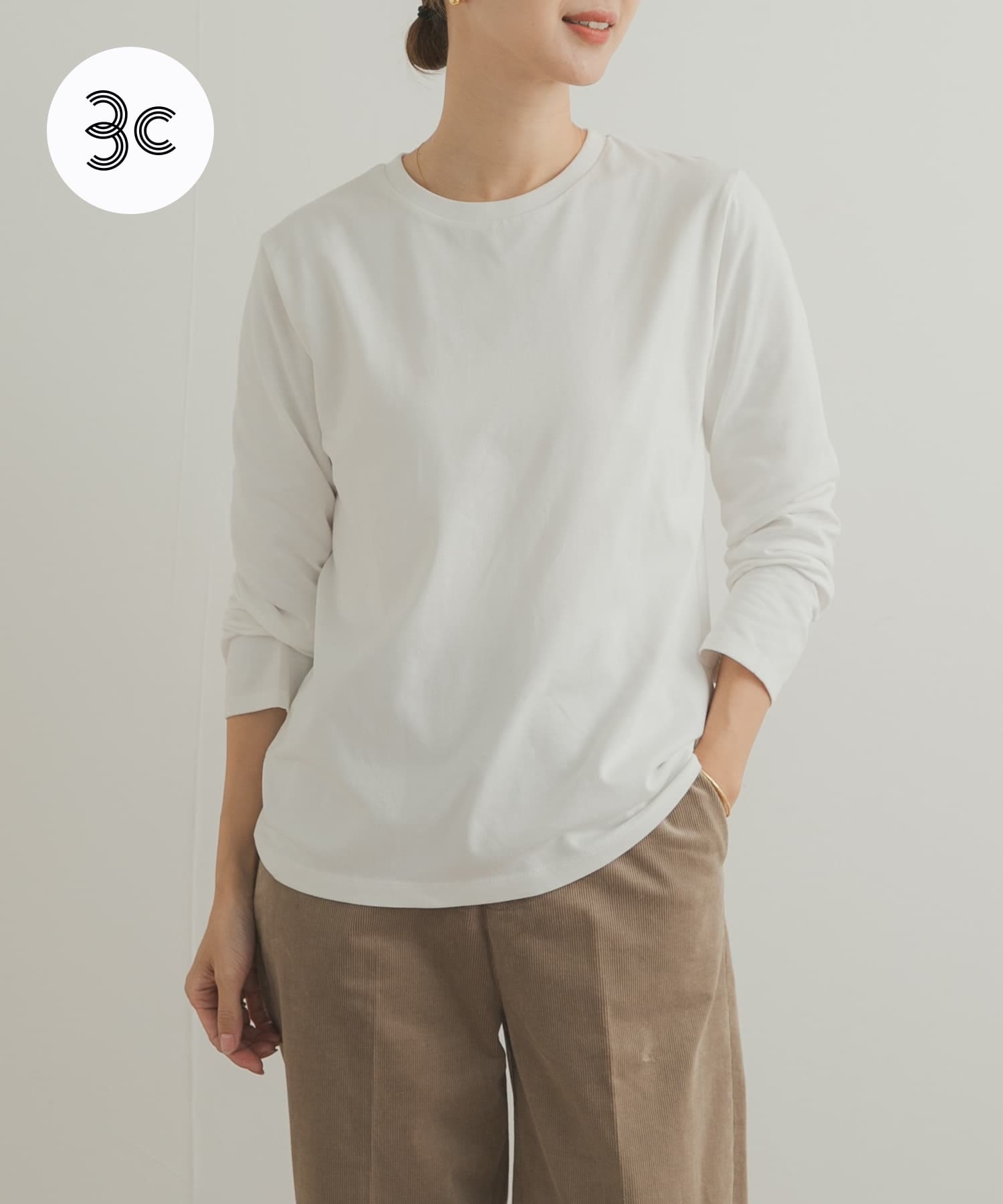 Grow Organic クルーネックロングスリーブTシャツ