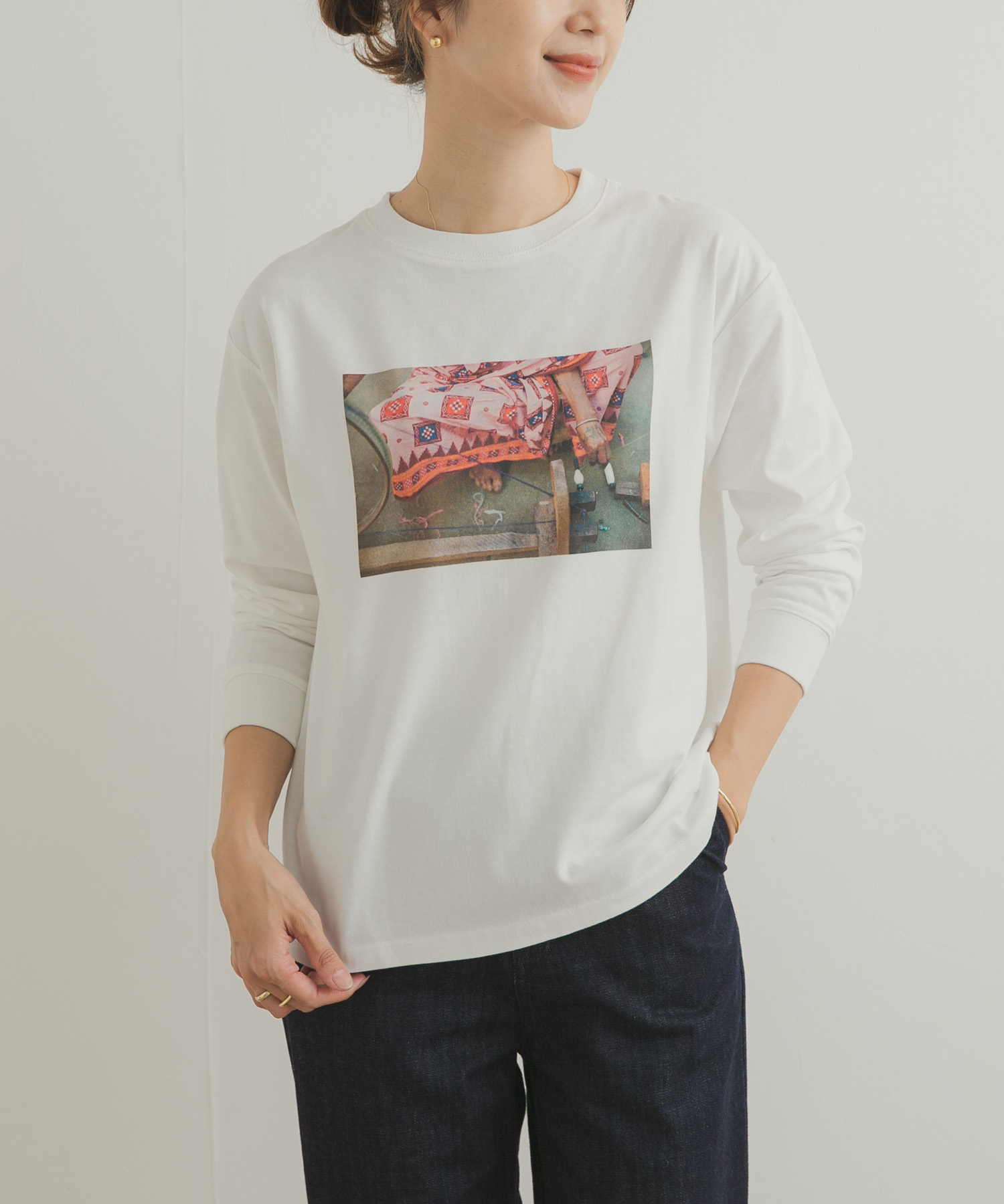 Grow OrganicフォトプリントロングTシャツ