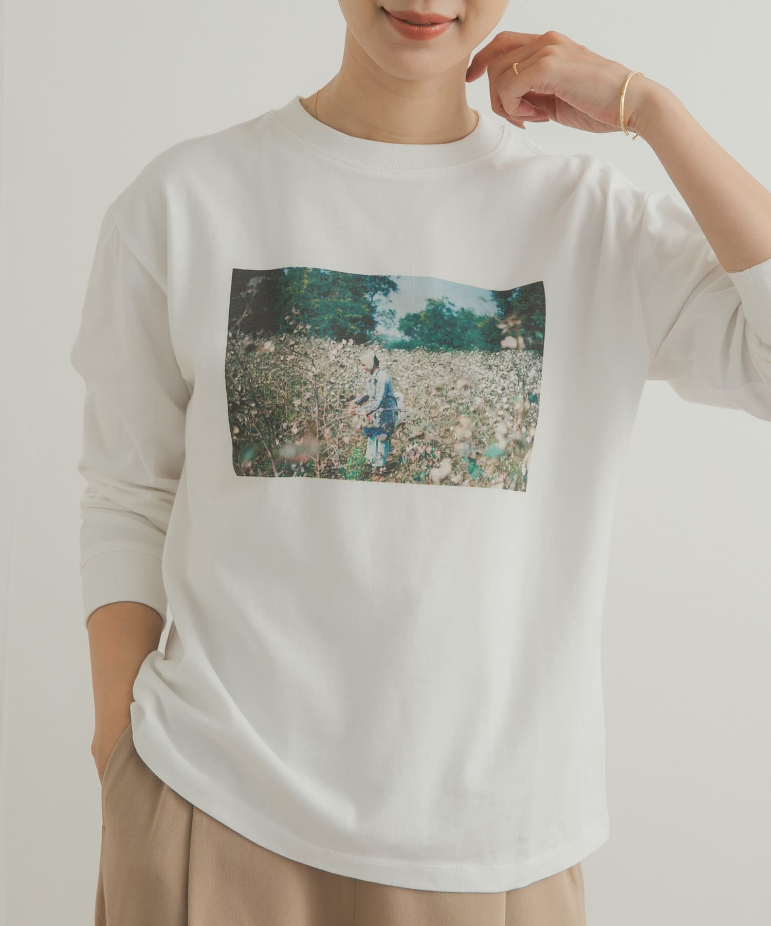 Grow OrganicフォトプリントロングTシャツ