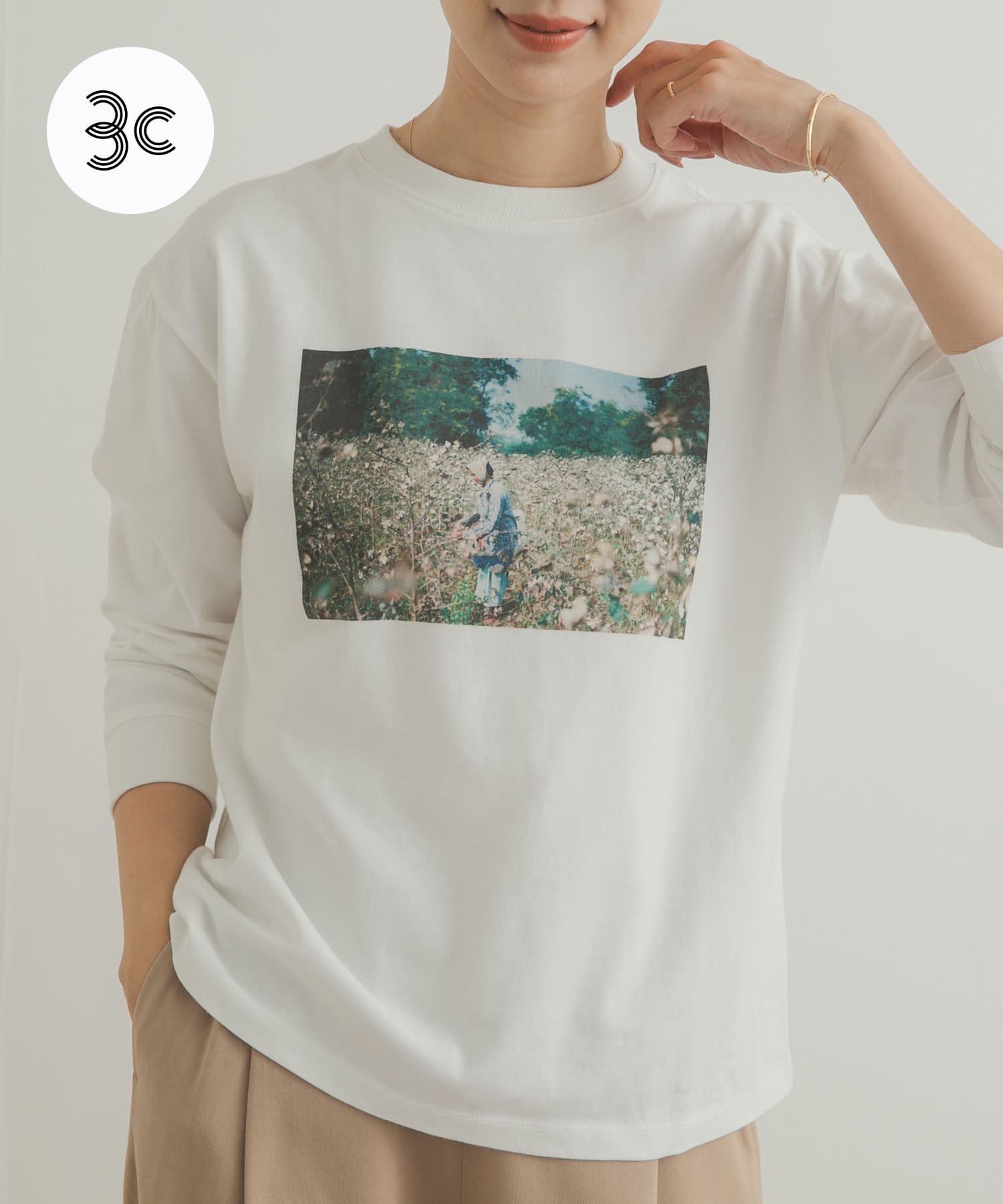 Grow OrganicフォトプリントロングTシャツ