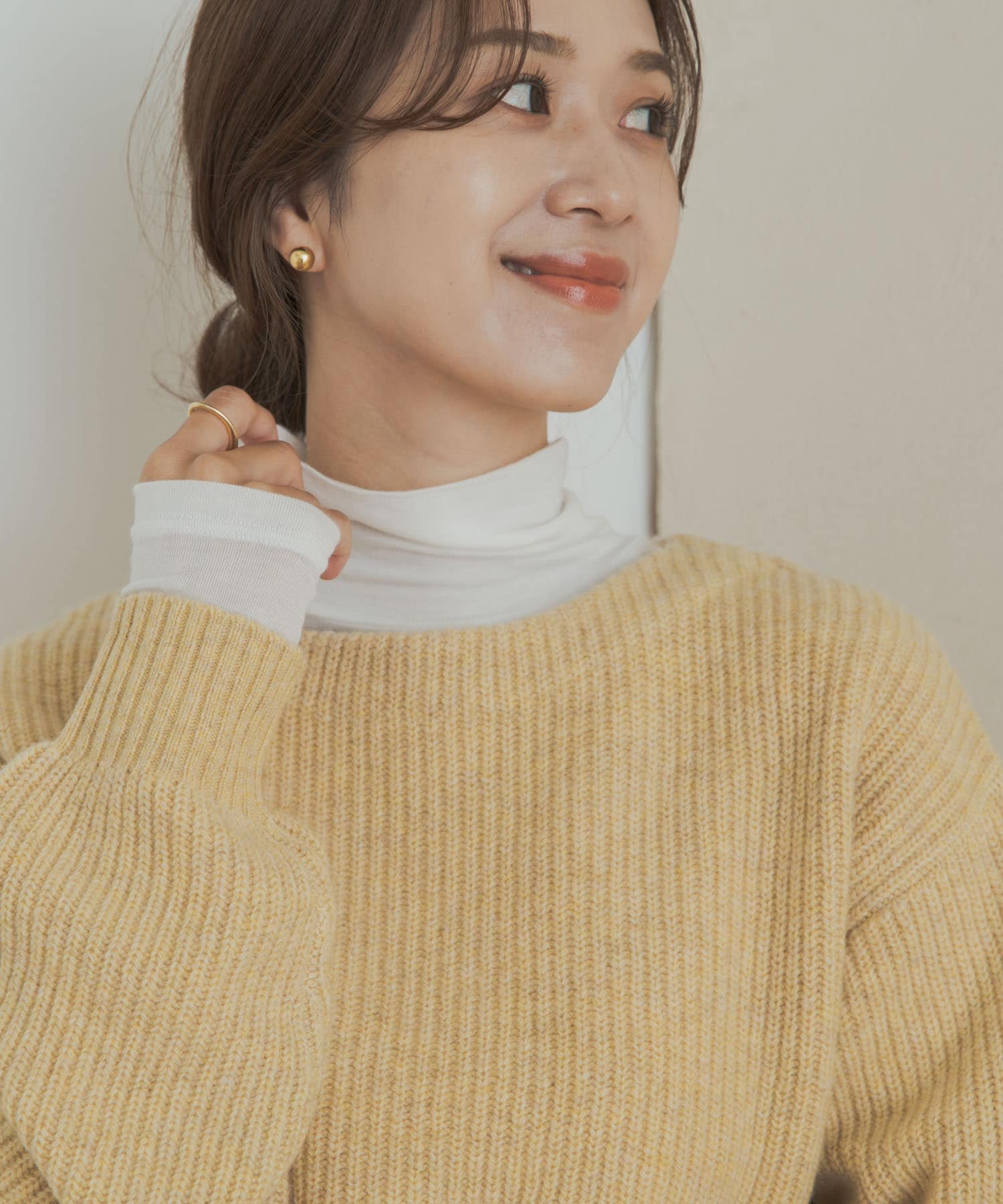 カシミヤシルク混タートルネックカットソー OFF M