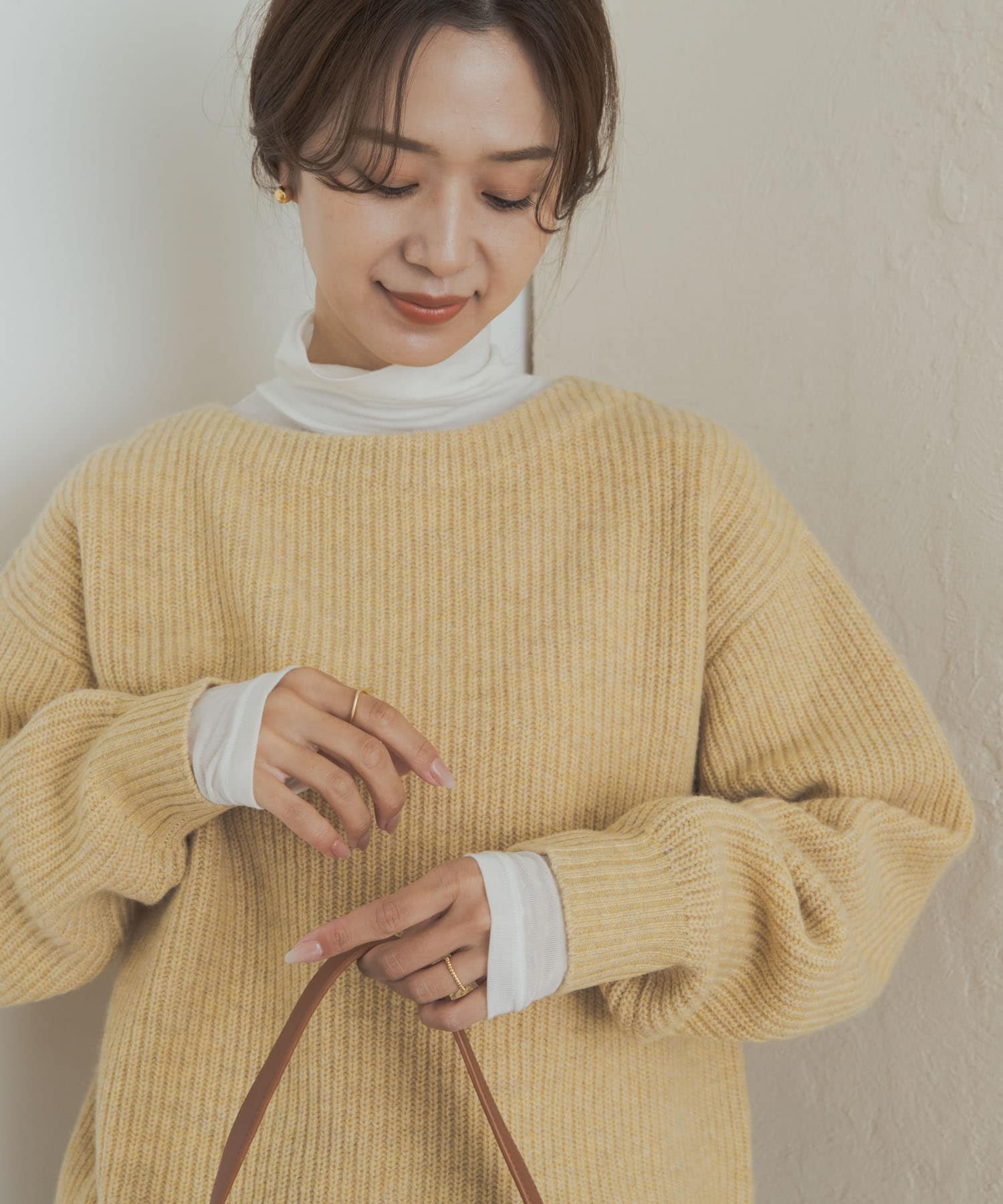 カシミヤシルク混タートルネックカットソー OFF M