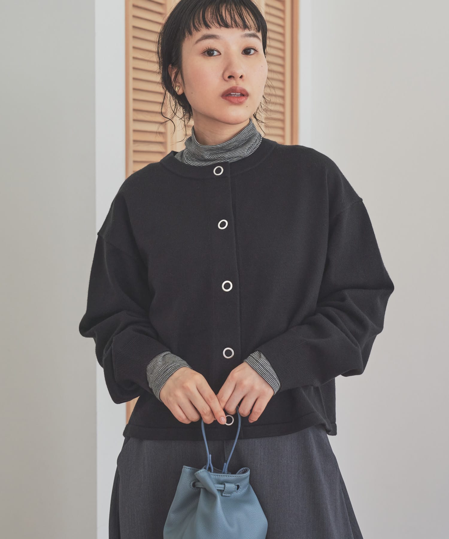 カシミヤシルク混タートルネックカットソー OFF×BLK M