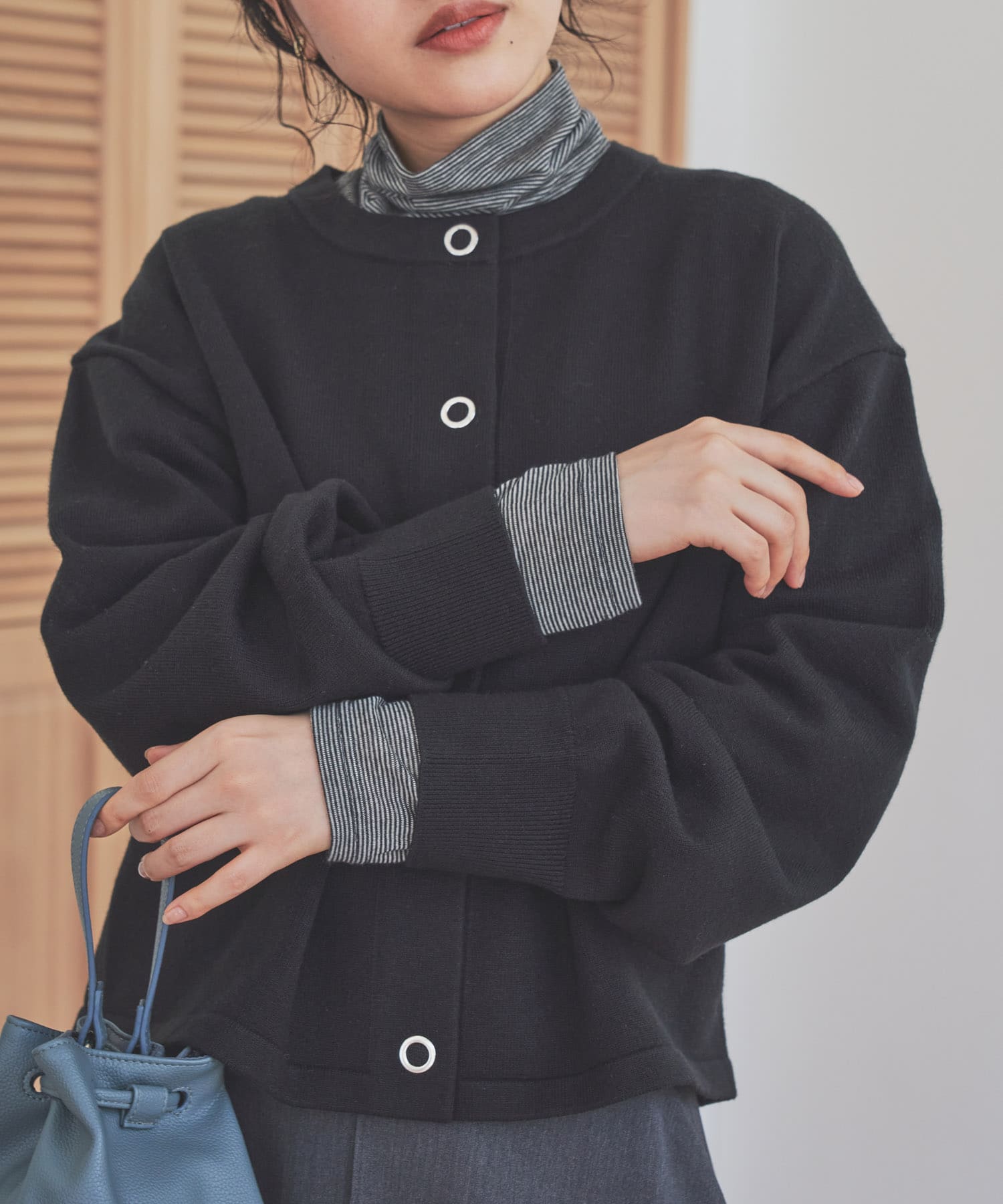 カシミヤシルク混タートルネックカットソー OFF×BLK M