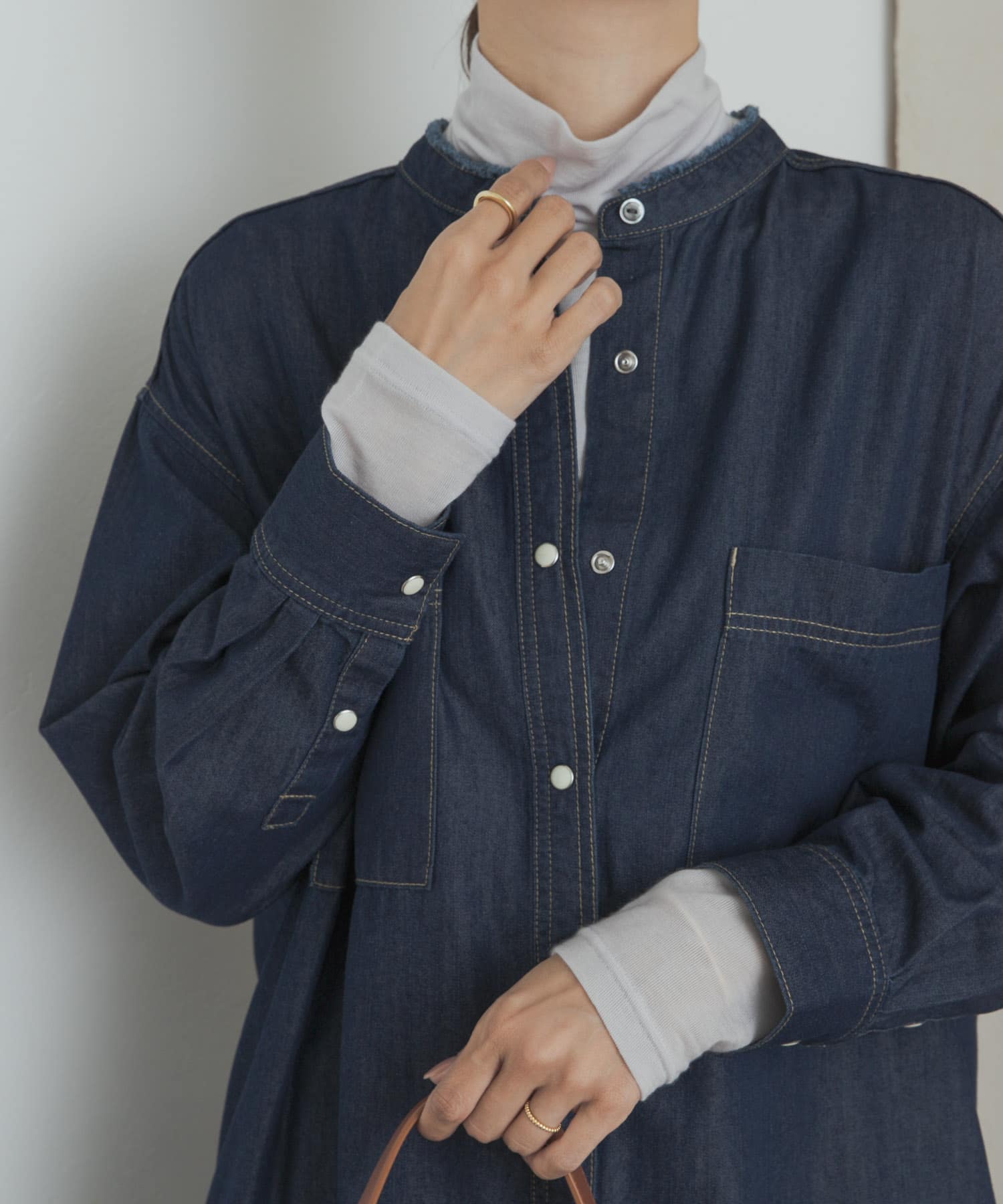 カシミヤシルク混タートルネックカットソー L.GRAY M