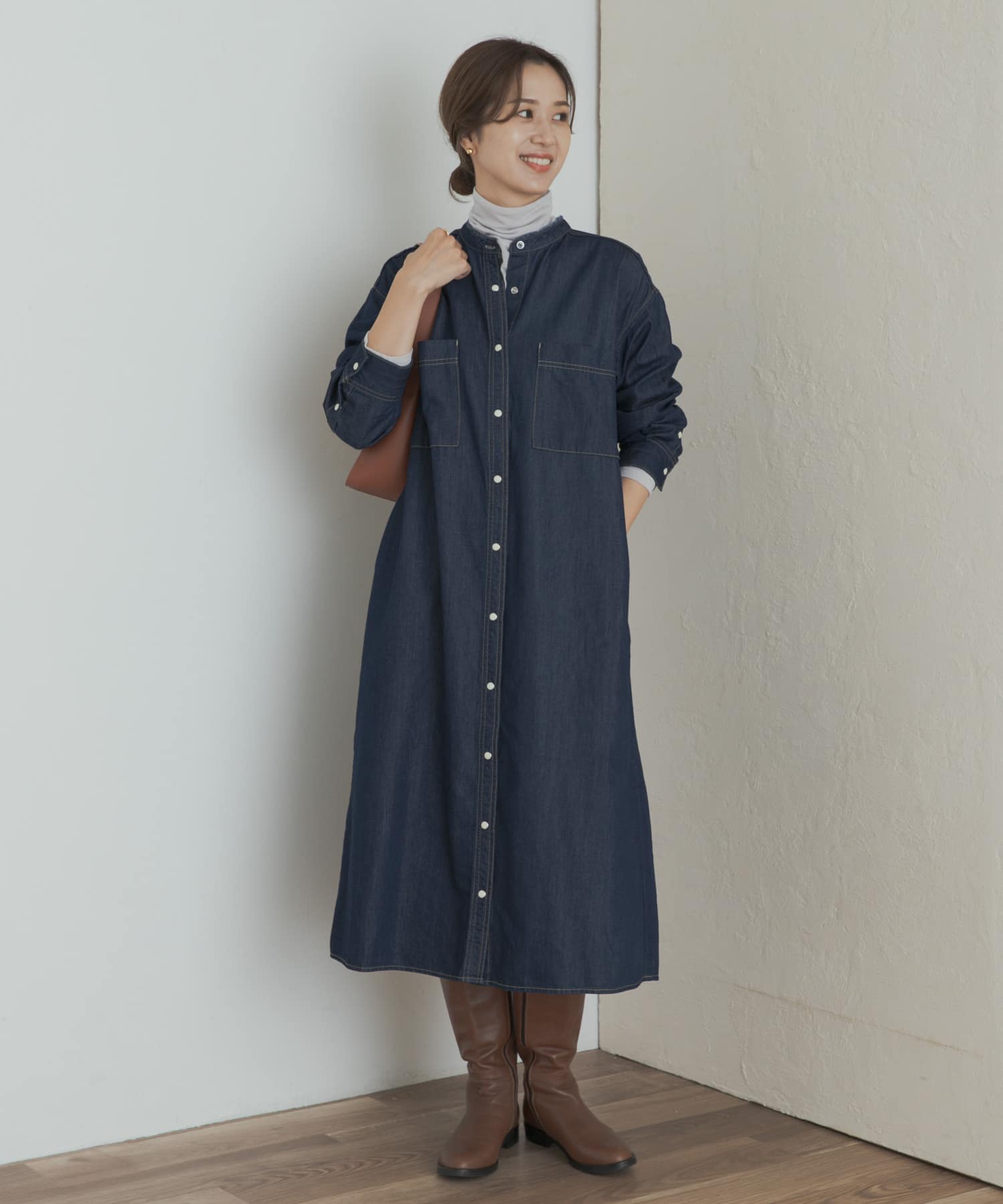 カシミヤシルク混タートルネックカットソー L.GRAY M