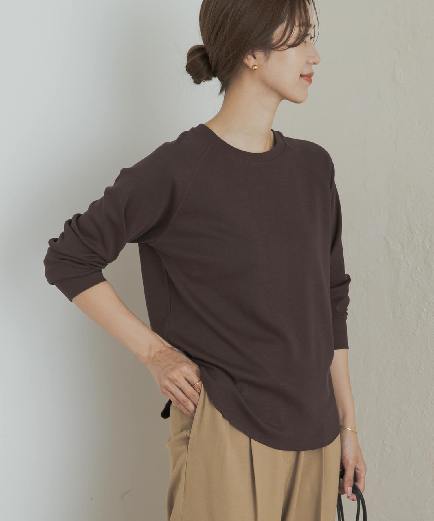 『一部WEB限定カラー』ソフトフライスプルオーバー BROWN M