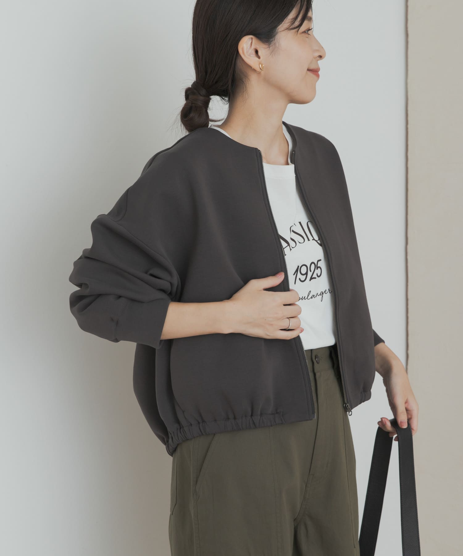 ダンボールZIPカーディガン CHARCOAL M