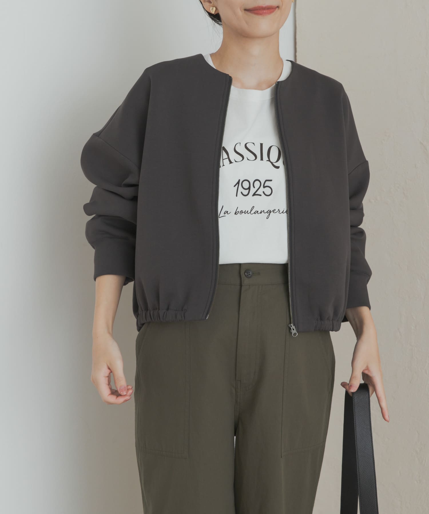 ダンボールZIPカーディガン CHARCOAL M