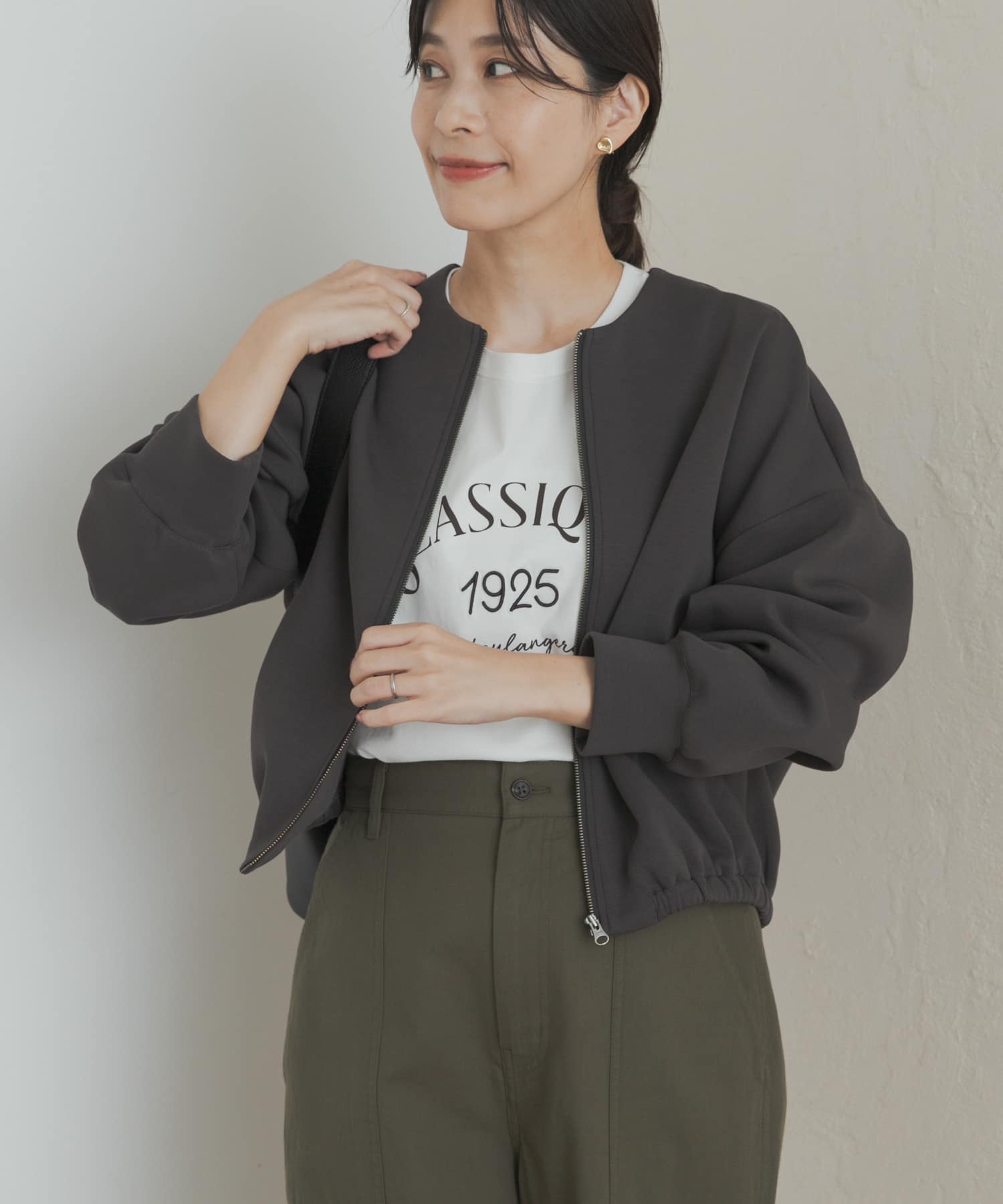 ダンボールZIPカーディガン CHARCOAL M