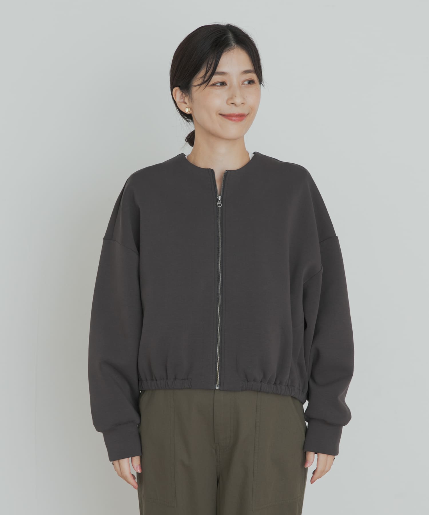 ダンボールZIPカーディガン CHARCOAL M