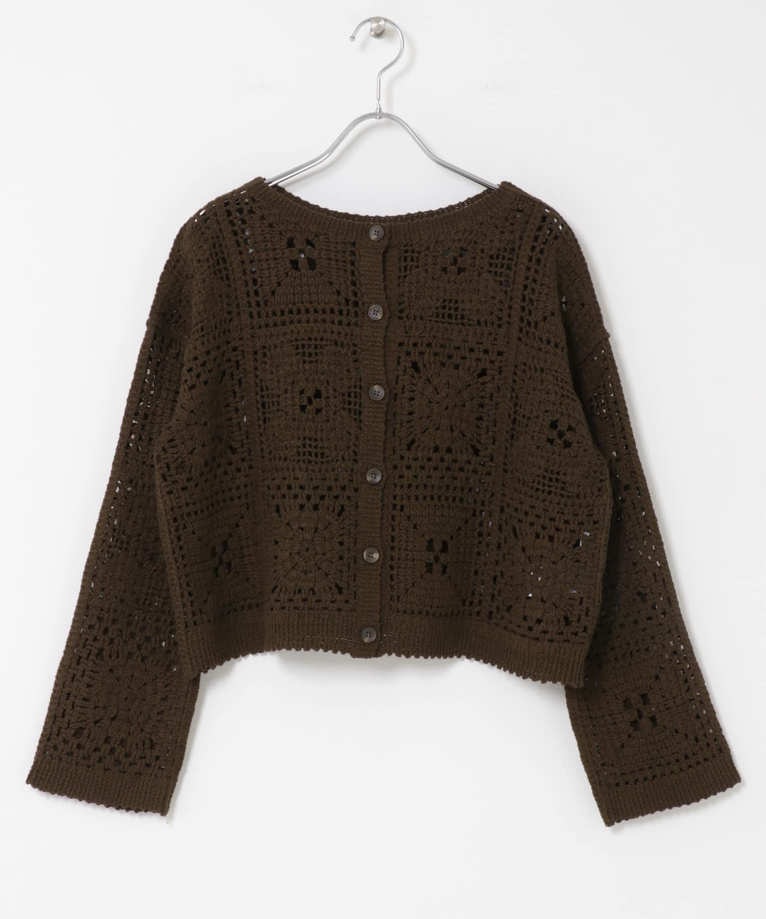 新品タグ付!アーバンリサーチドアーズ 2WAYクロシェカーディガンNATURAL 親子リンク』2WAYクロシェカーディガン(M NATURAL): トップス