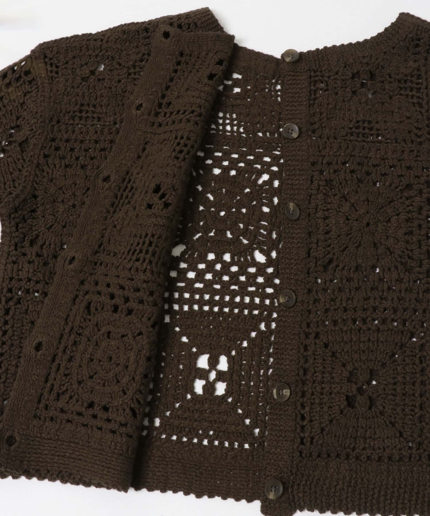 新品タグ付!アーバンリサーチドアーズ 2WAYクロシェカーディガンNATURAL 親子リンク』2WAYクロシェカーディガン(M NATURAL): トップス