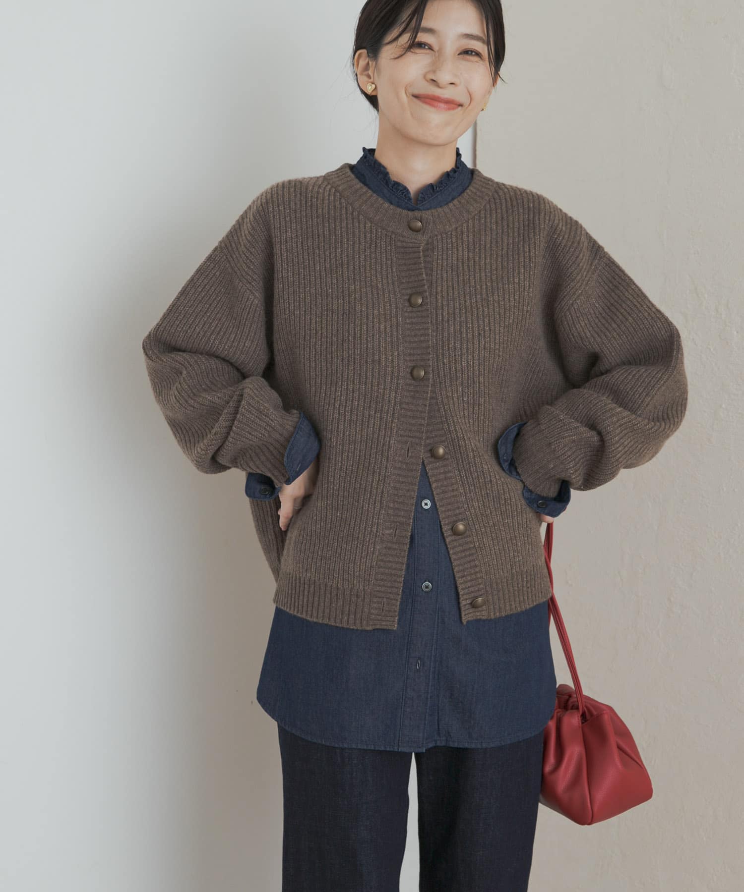 デニムフリルスタンドシャツ