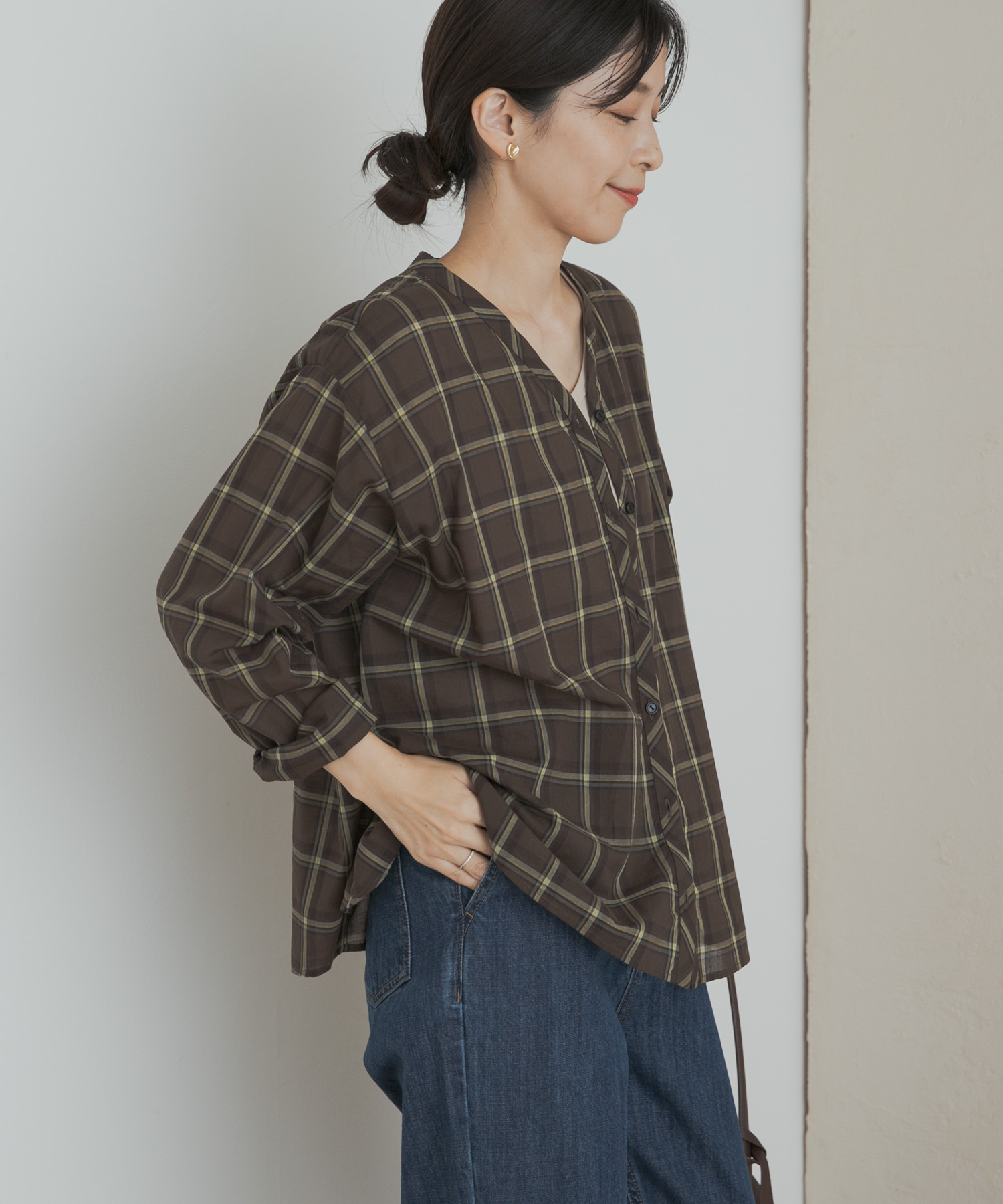 チェックフレアブラウス