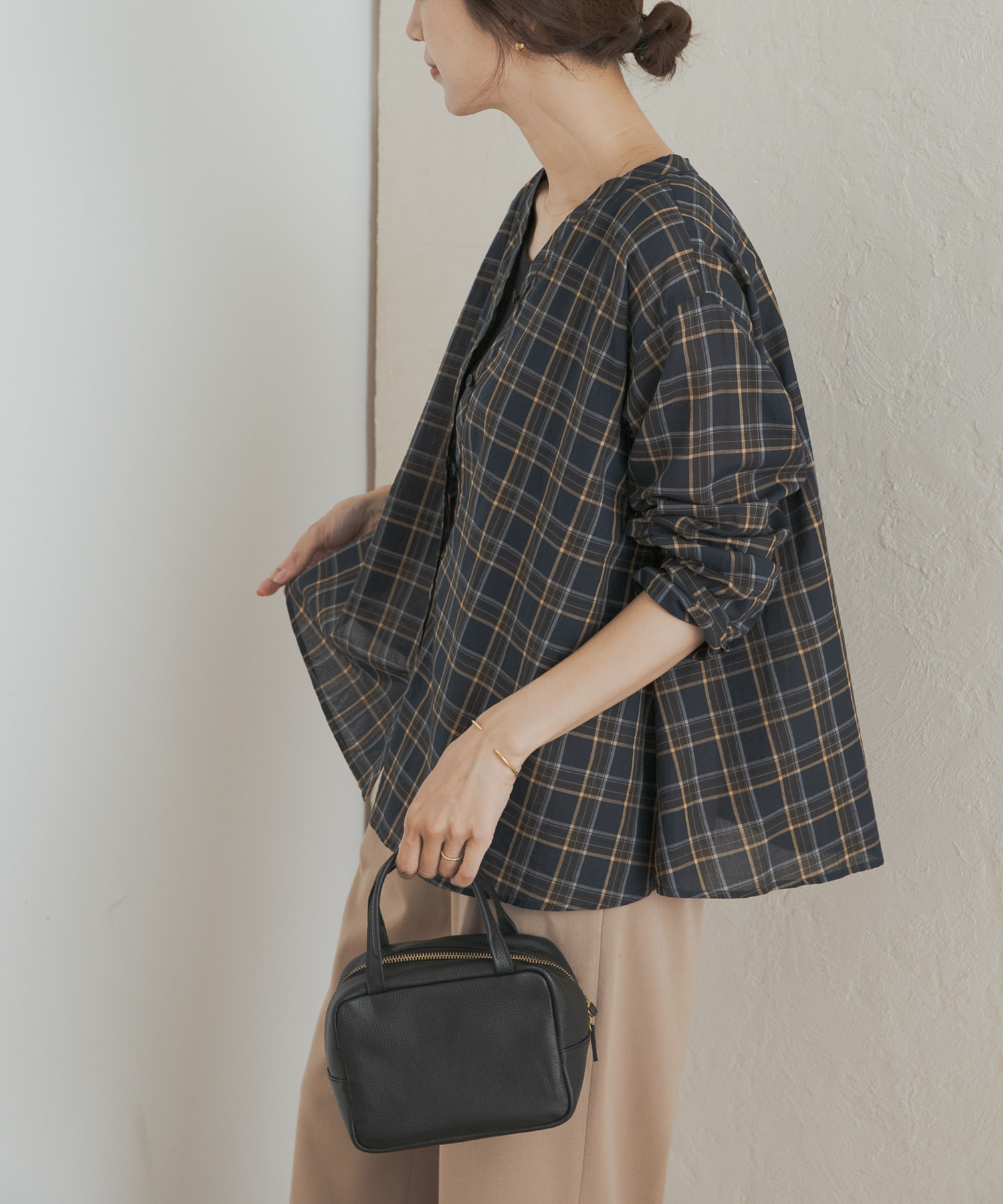 チェックフレアブラウス