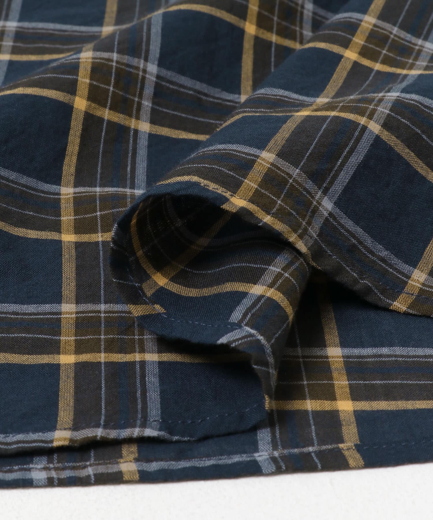 チェックフレアブラウス NAVY M