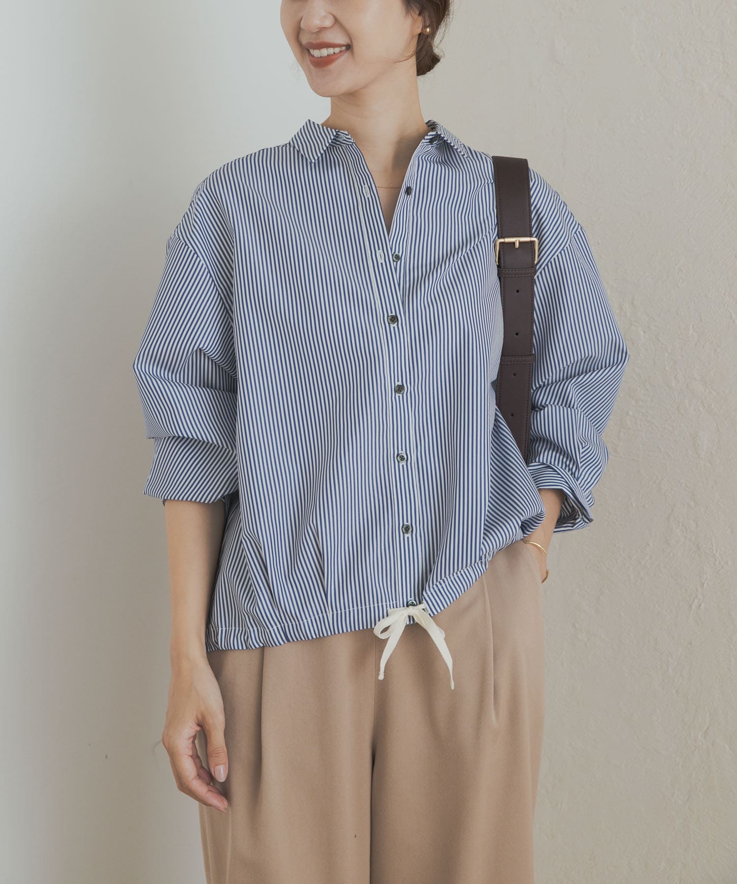 ストライプドロストシャツ