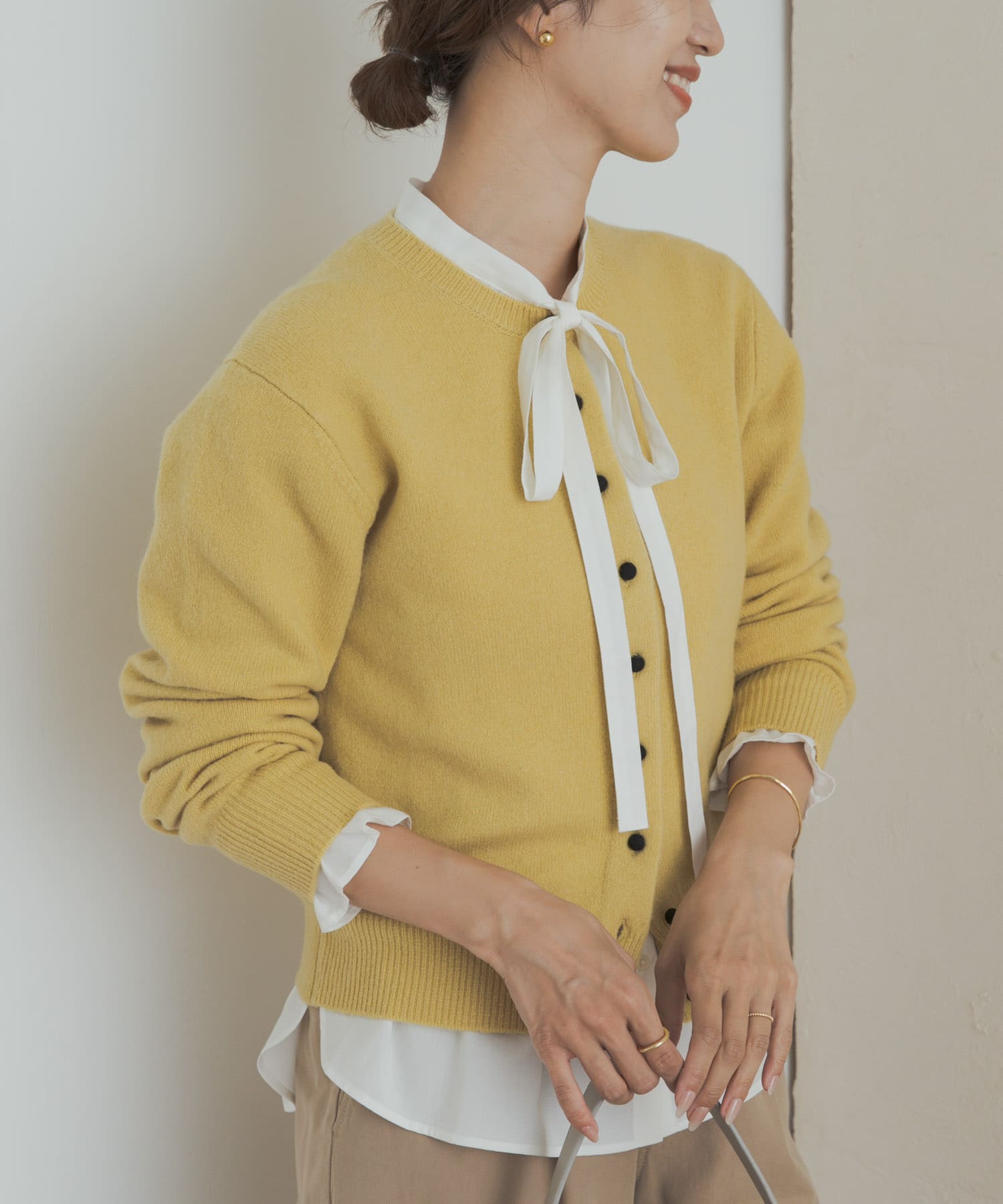 コットンレーヨンリボンブラウス