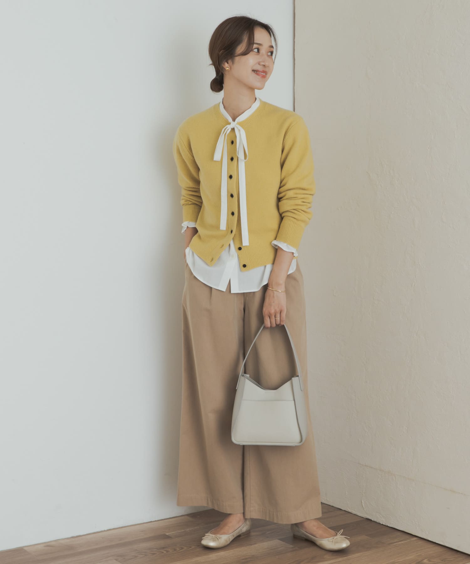 コットンレーヨンリボンブラウス OFF M