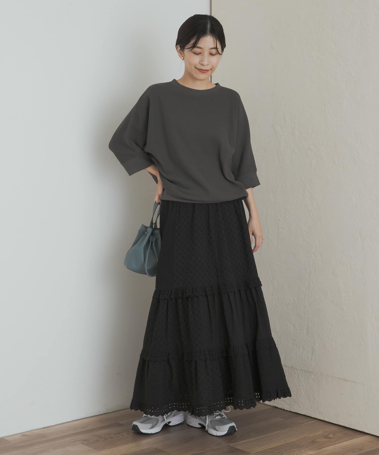 レースティアードスカート BLACK M