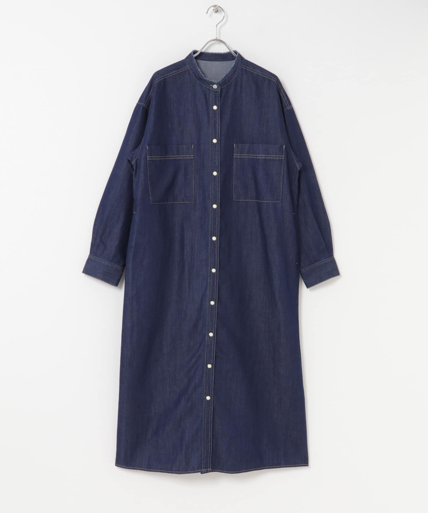 デニムバンドカラーワンピース ONE WASH M