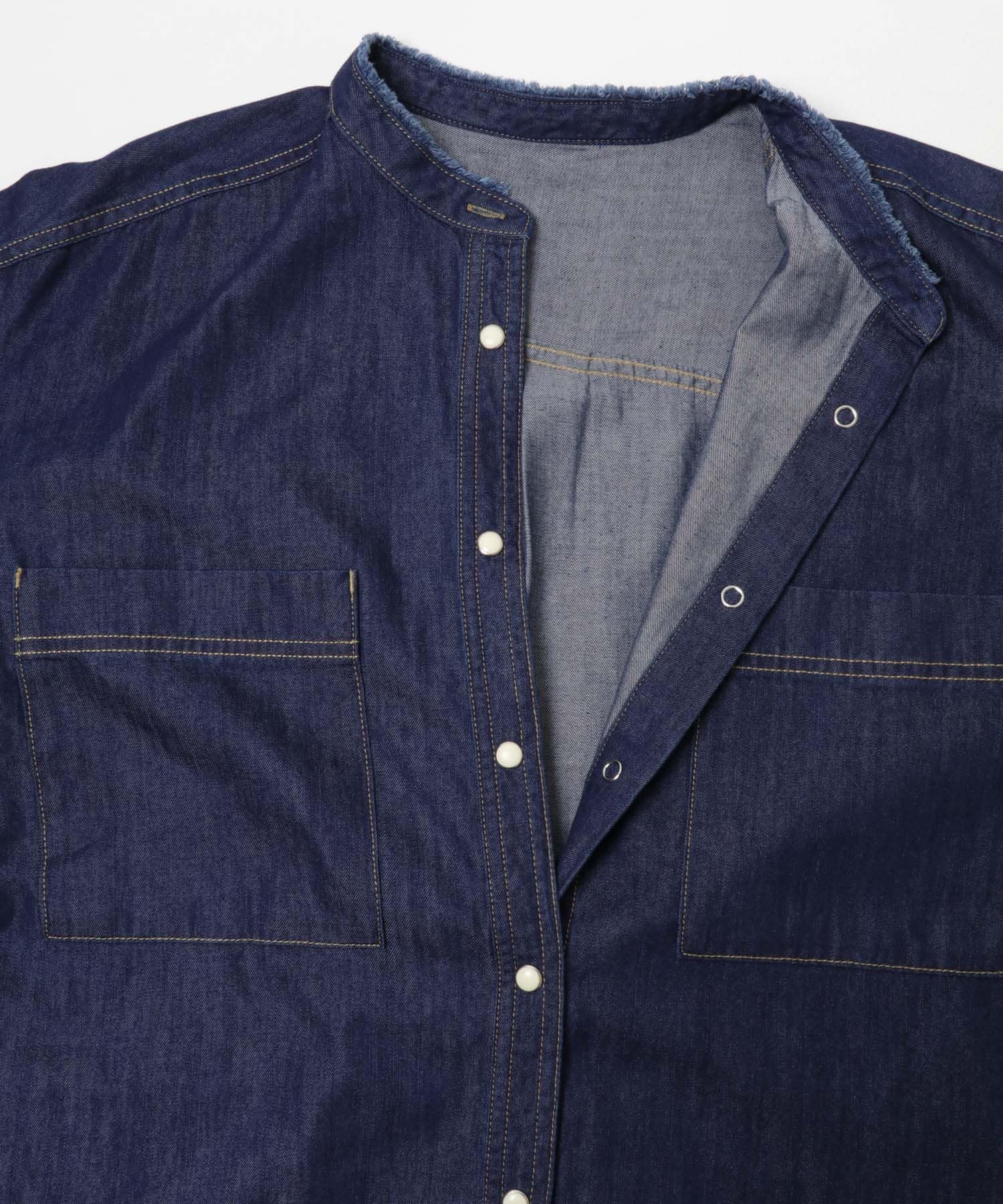デニムバンドカラーワンピース ONE WASH M