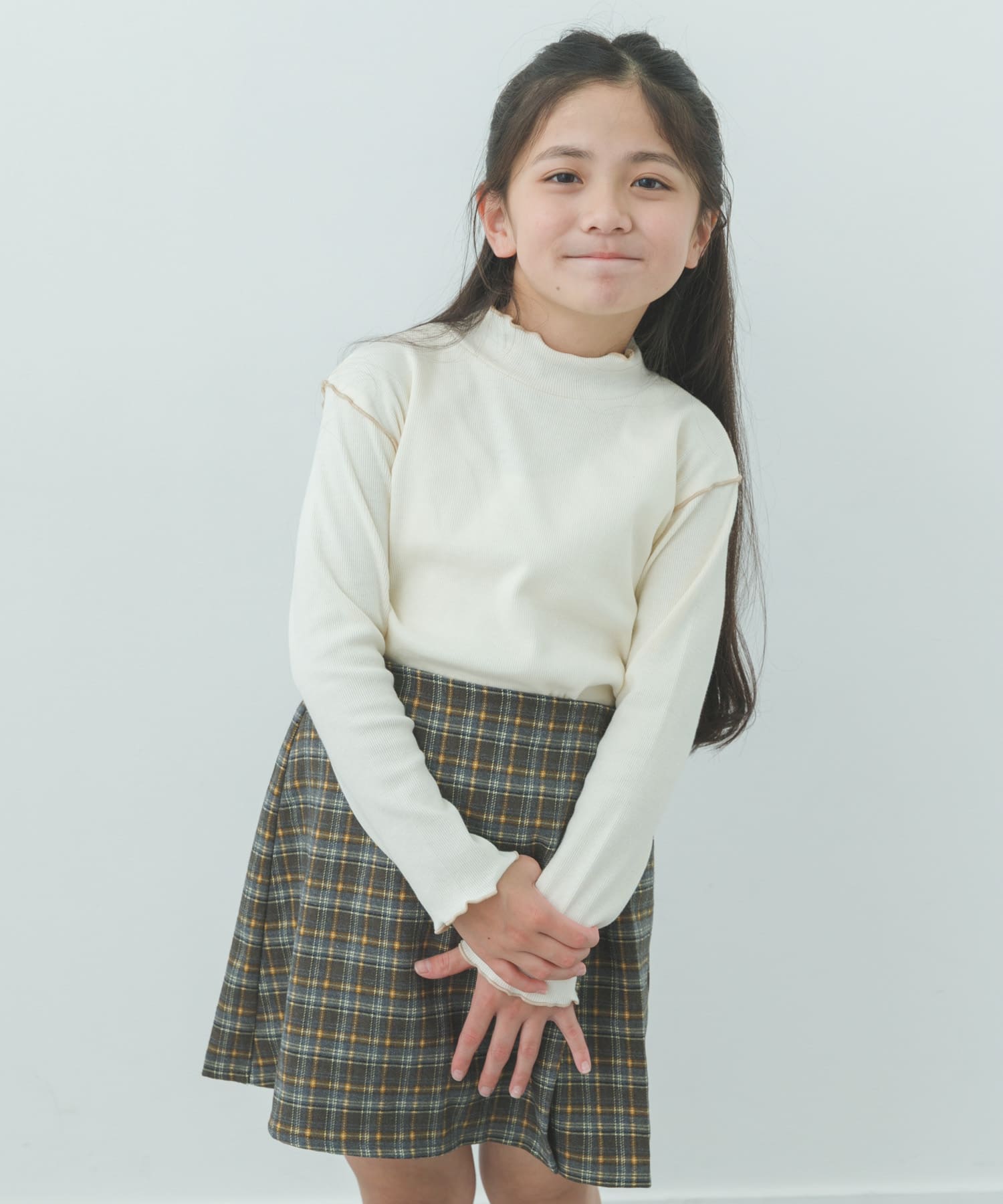 『WEB/一部店舗限定サイズ』メローフリルリブハイネックTシャツ(KIDS)