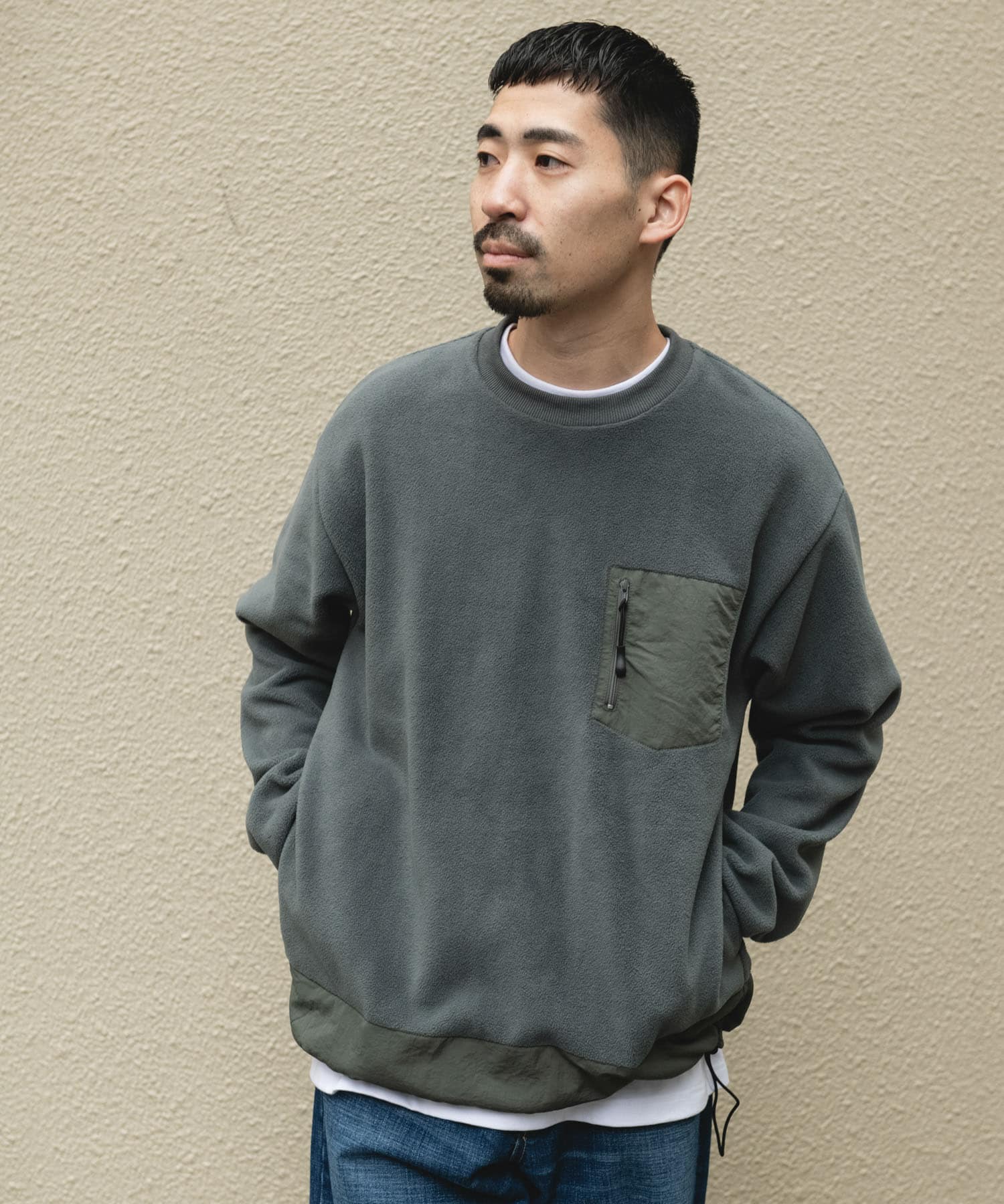 ナイロン ドッキング フリースプルオーバー