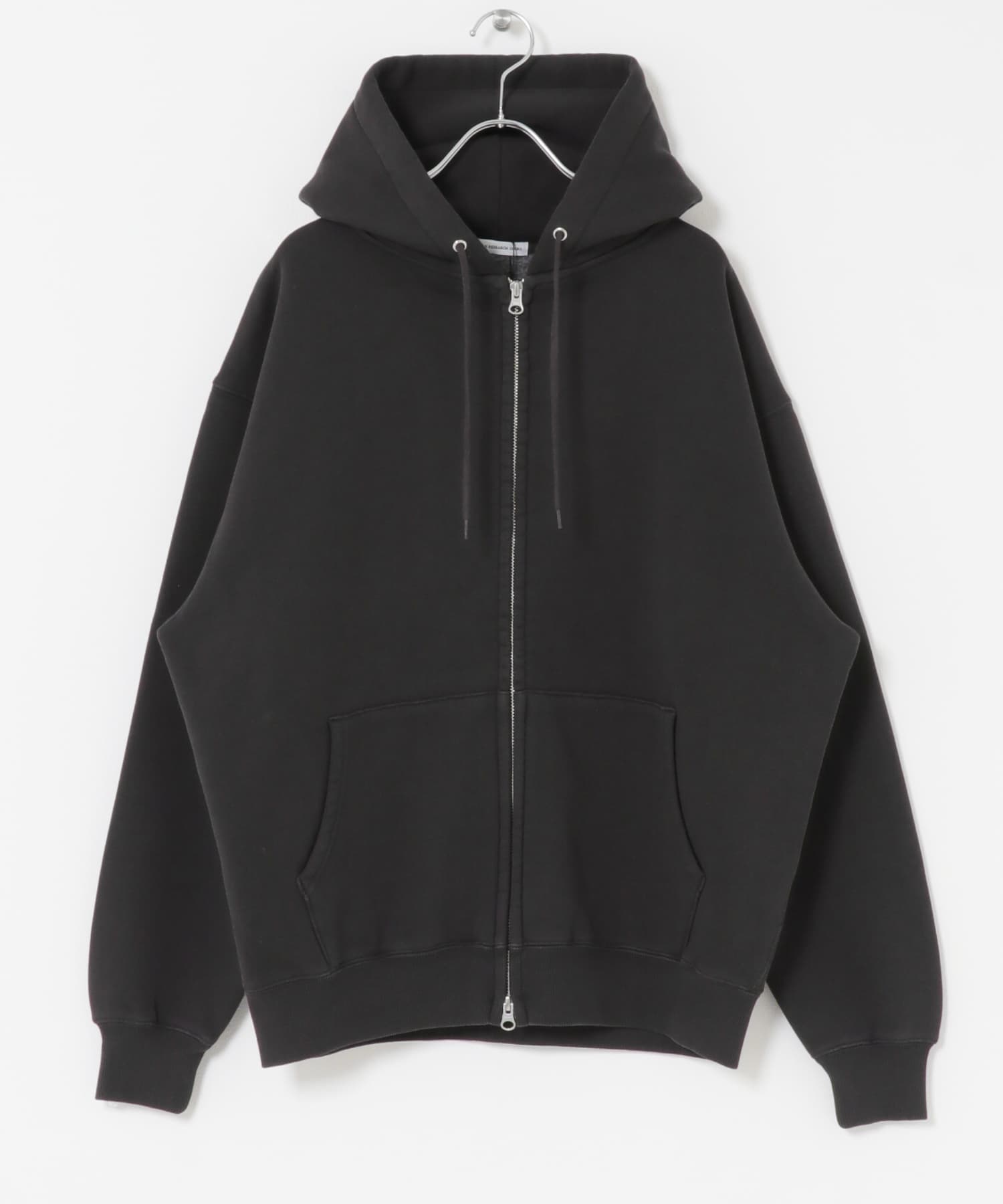 『UR TECH』ピグメントダイ裏起毛ZIPパーカー BLACK M