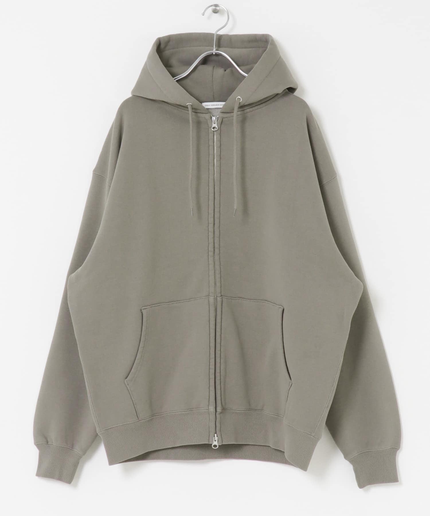 『UR TECH』ピグメントダイ裏起毛ZIPパーカー GRAY M