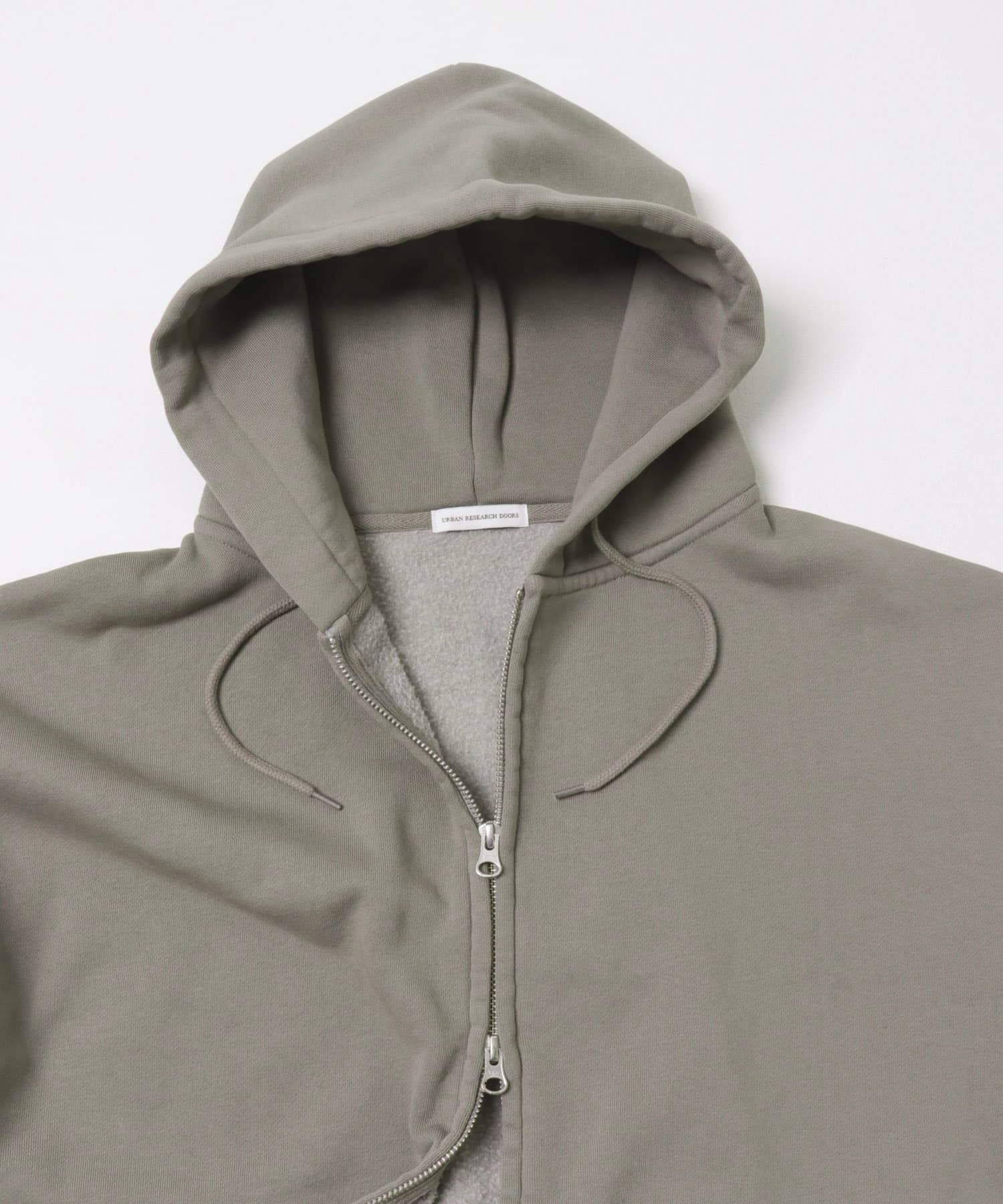 『UR TECH』ピグメントダイ裏起毛ZIPパーカー GRAY M
