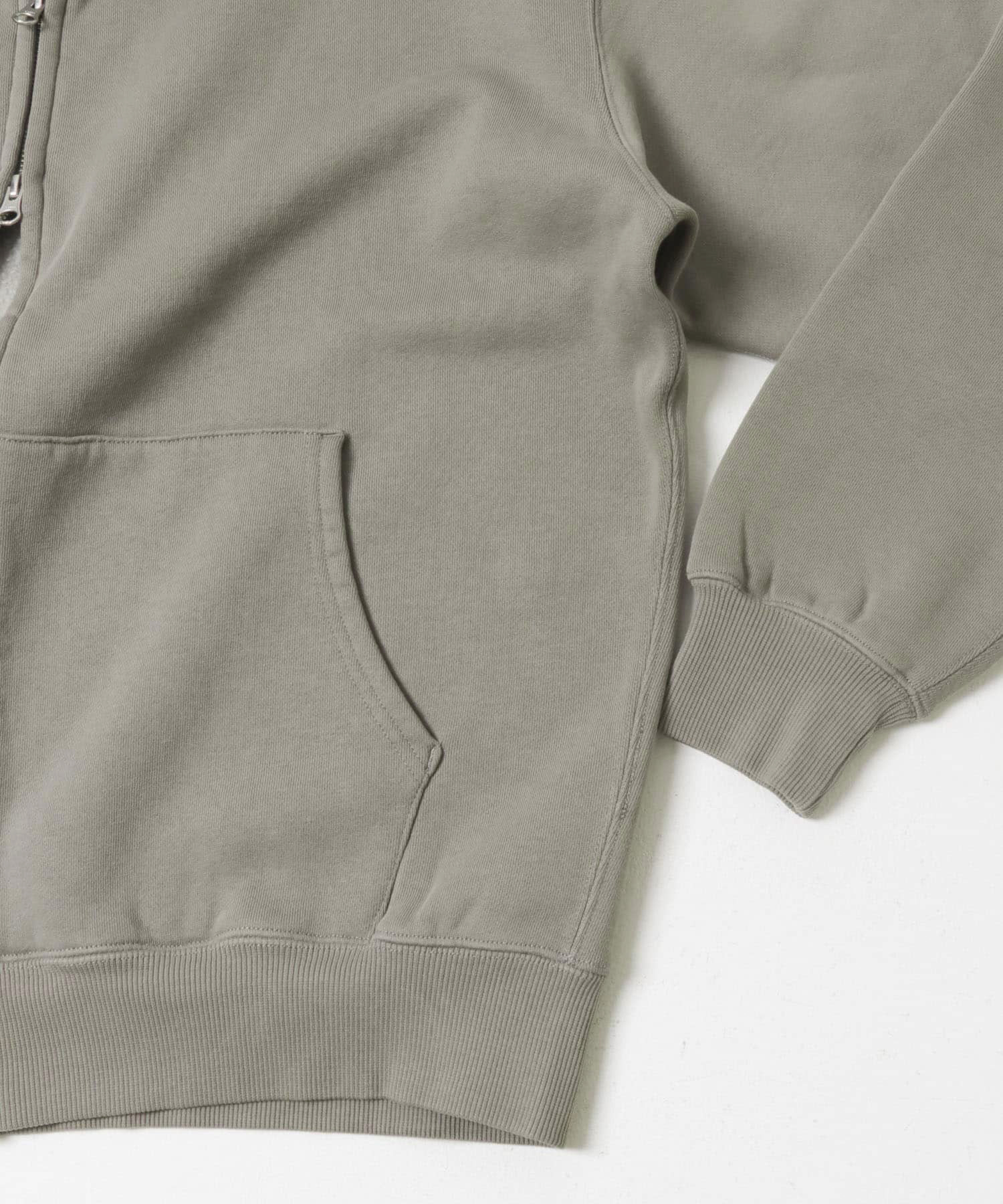 『UR TECH』ピグメントダイ裏起毛ZIPパーカー GRAY M