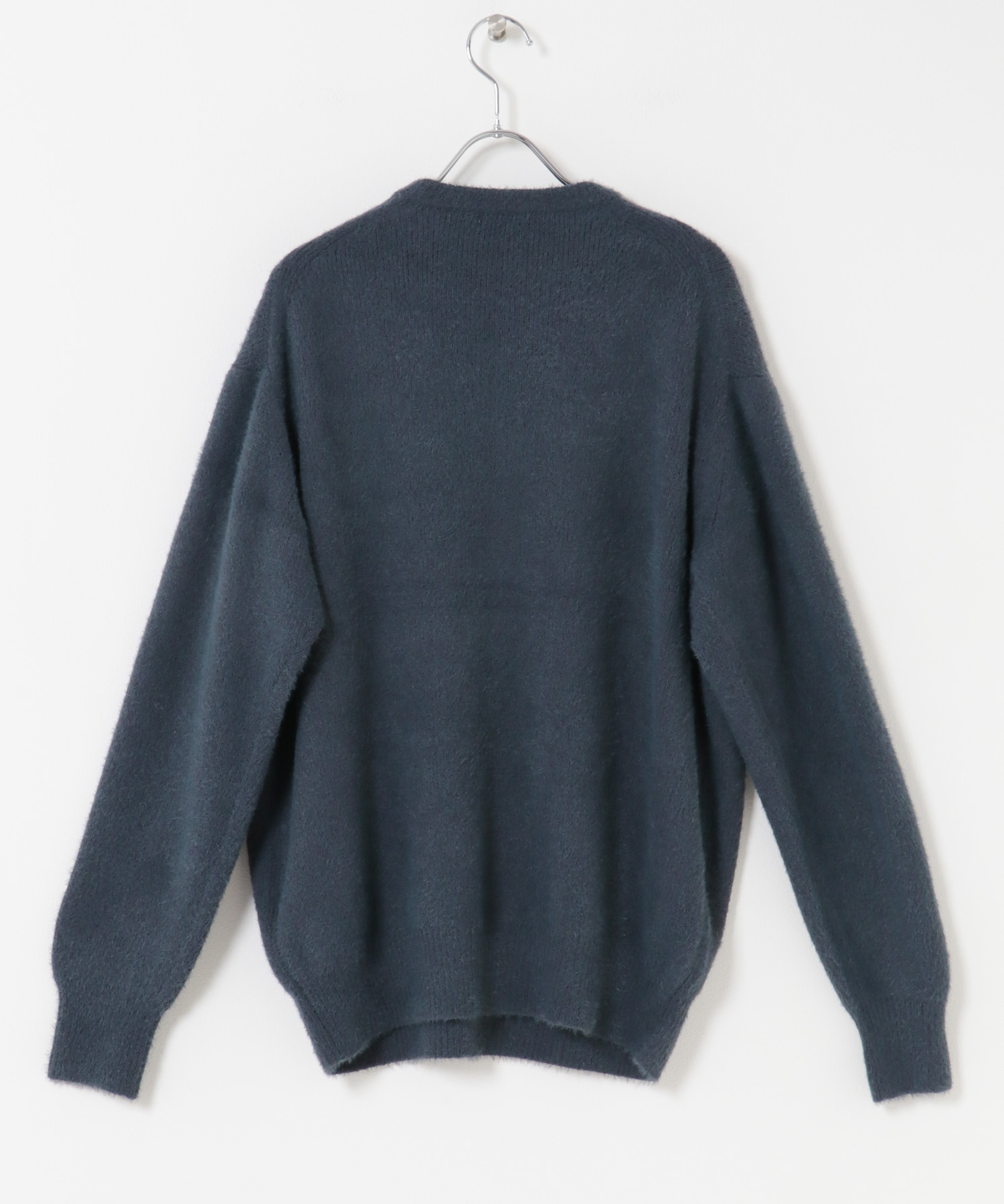 メランジシャギー クルーネックニット BLUE M