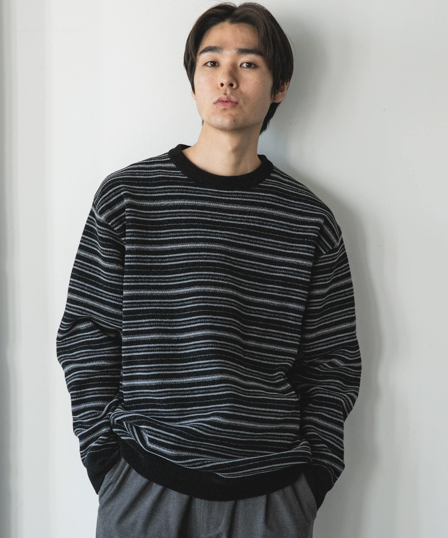 美品　clubhaus ボーダーセーター　サイズM モールマルチボーダーニット(M KHK BORDER): トップス｜URBAN RESEARCH