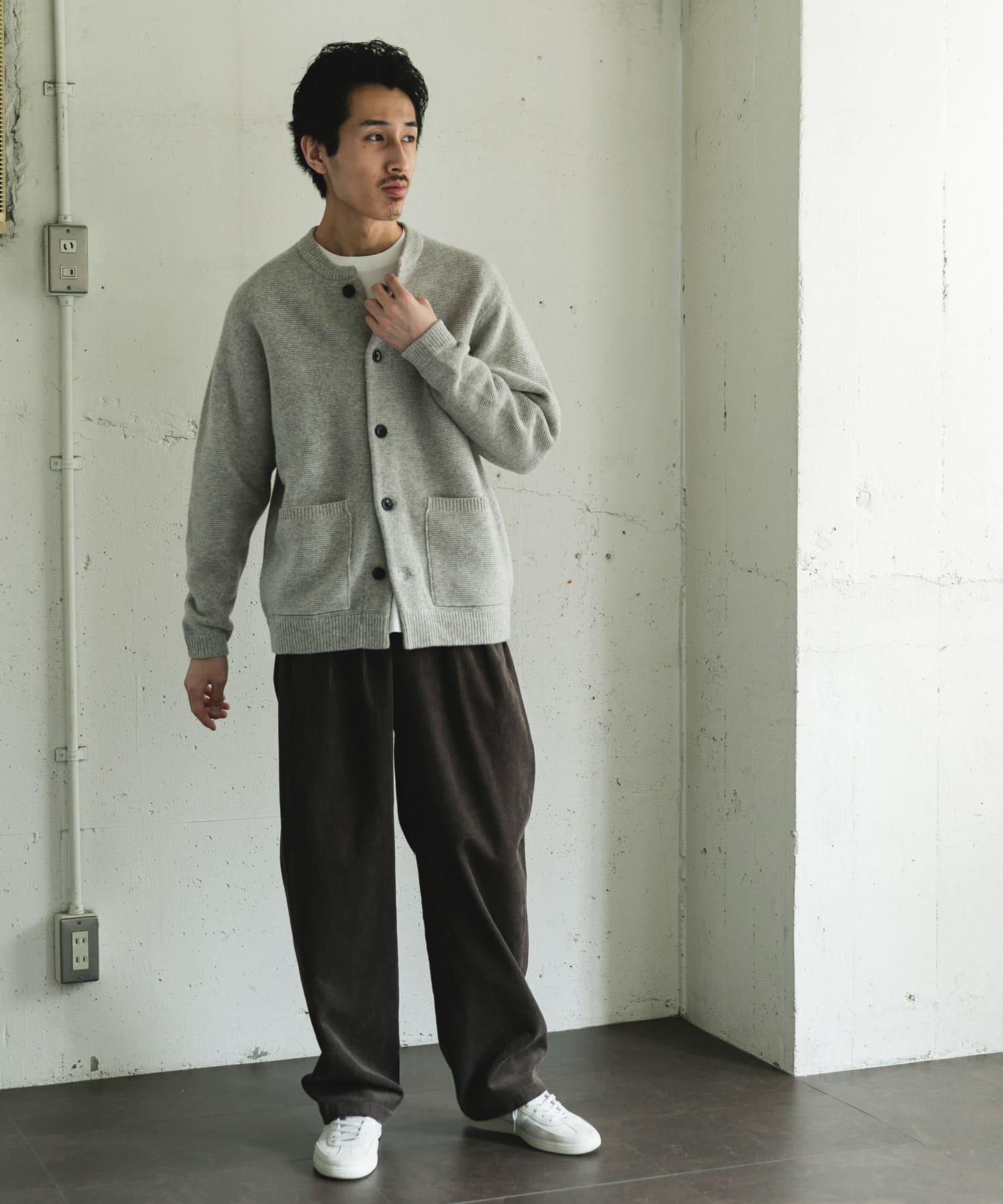 ハミルトンウールガーターカーディガン GRAY M