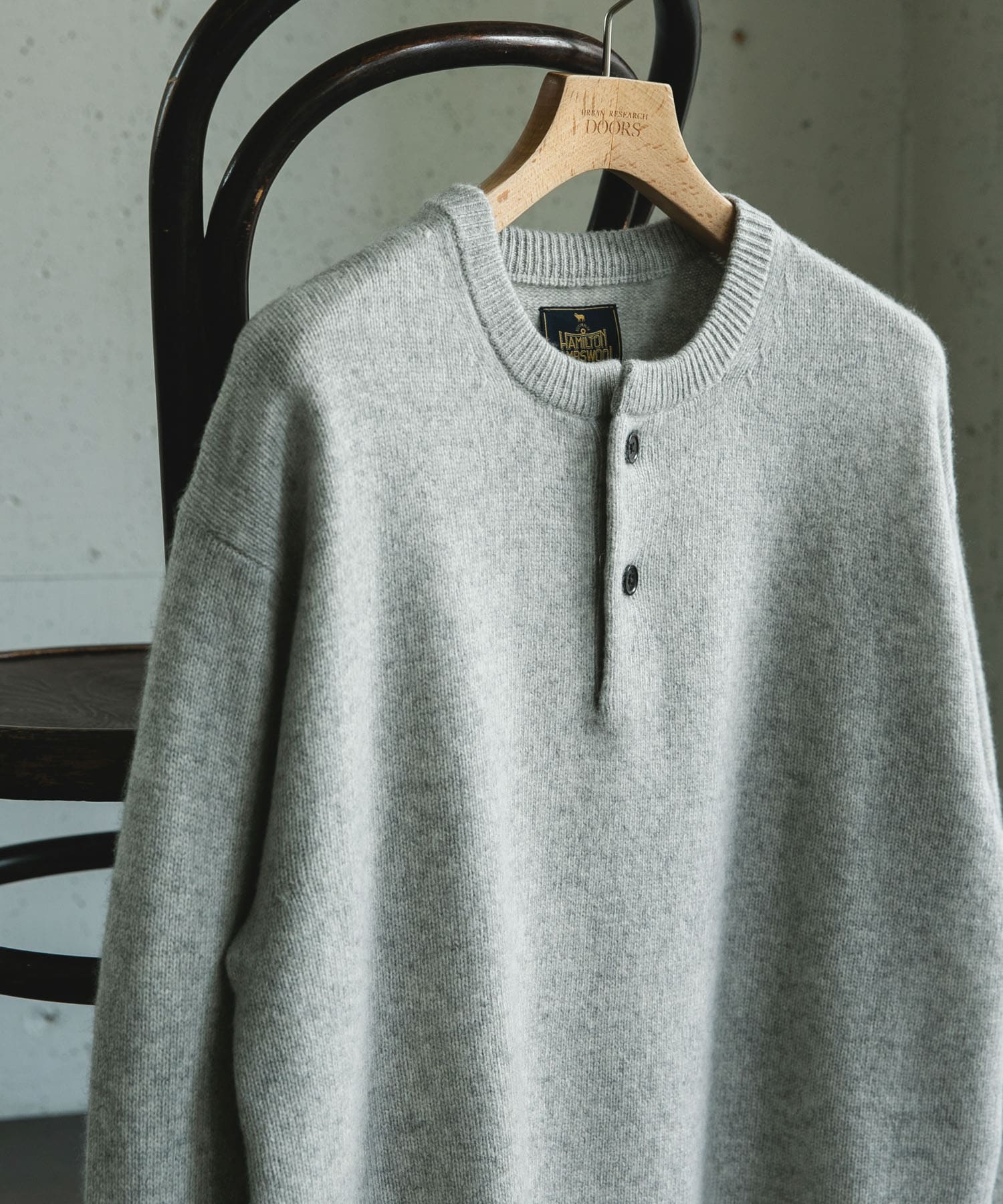 ハミルトンウールヘンリーネックニット GRAY M