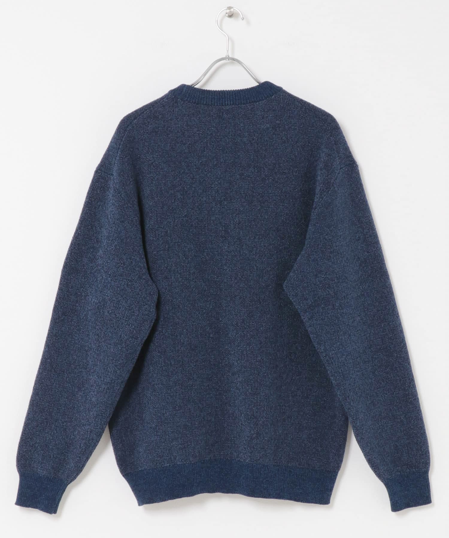 ジャガードモールニットプルオーバー BLUE M
