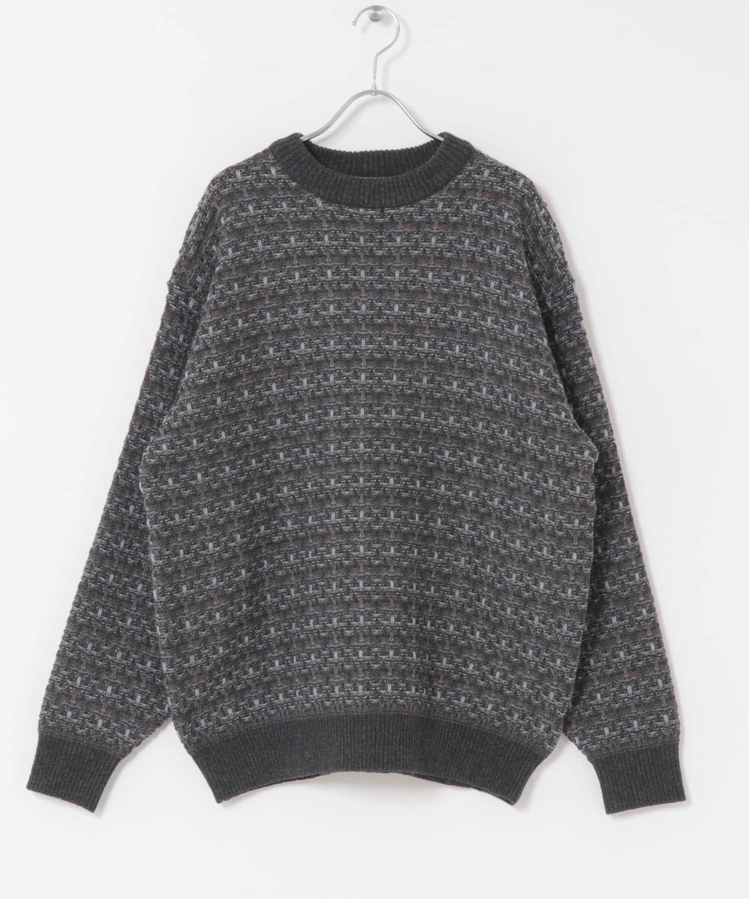 ツイードライク ボーダーニット GRAY M